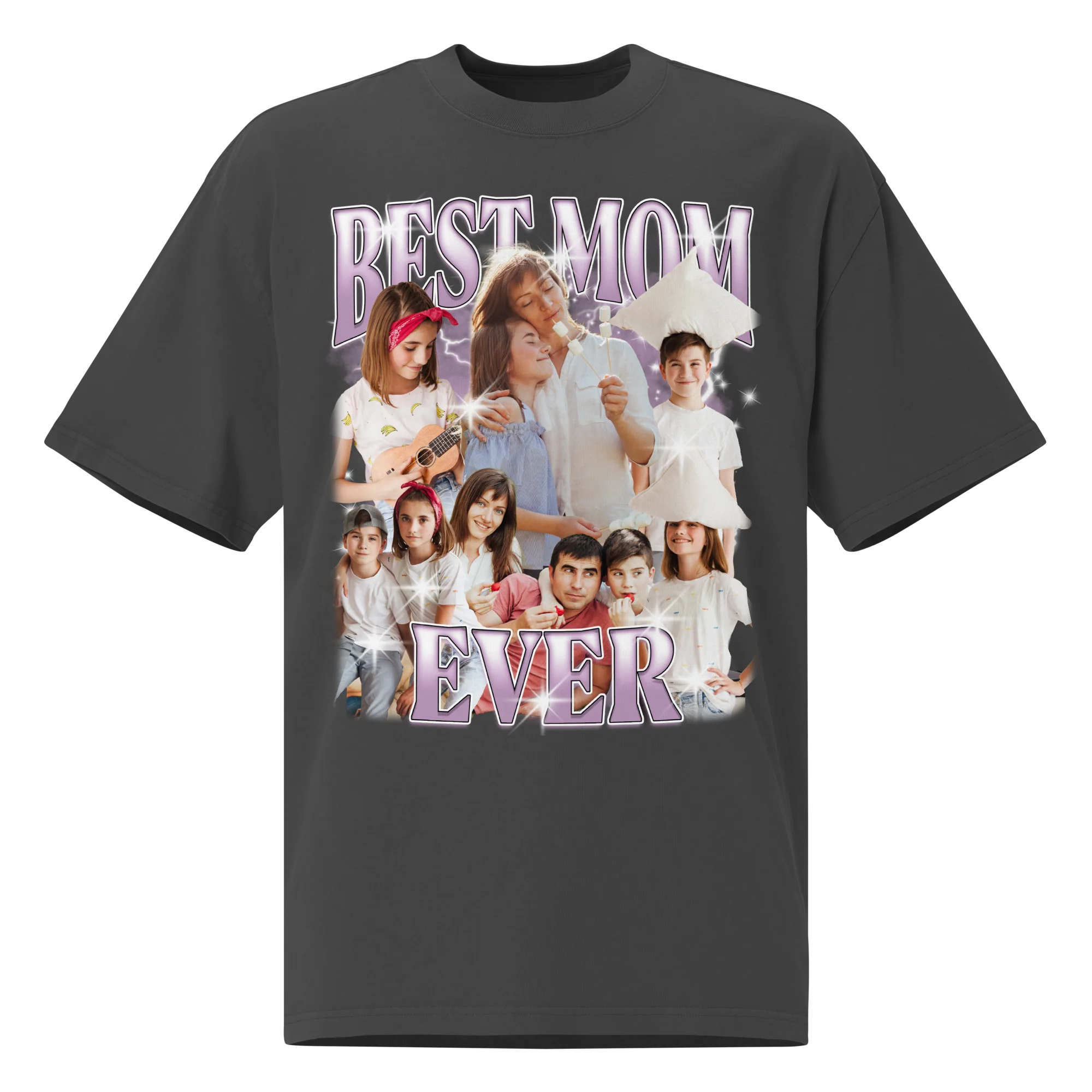 CUSTOM Best Mom Ever Photo Bootleg Oversized Faded T-Shirt - Image 5