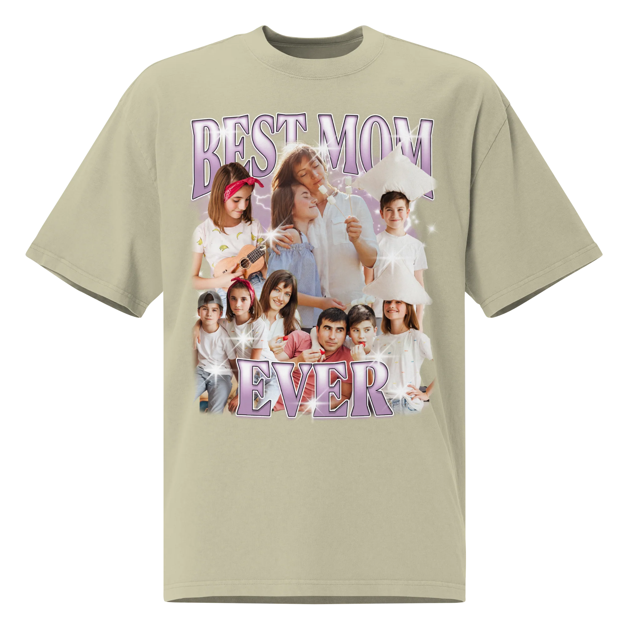 CUSTOM Best Mom Ever Photo Bootleg Oversized Faded T-Shirt - Image 6