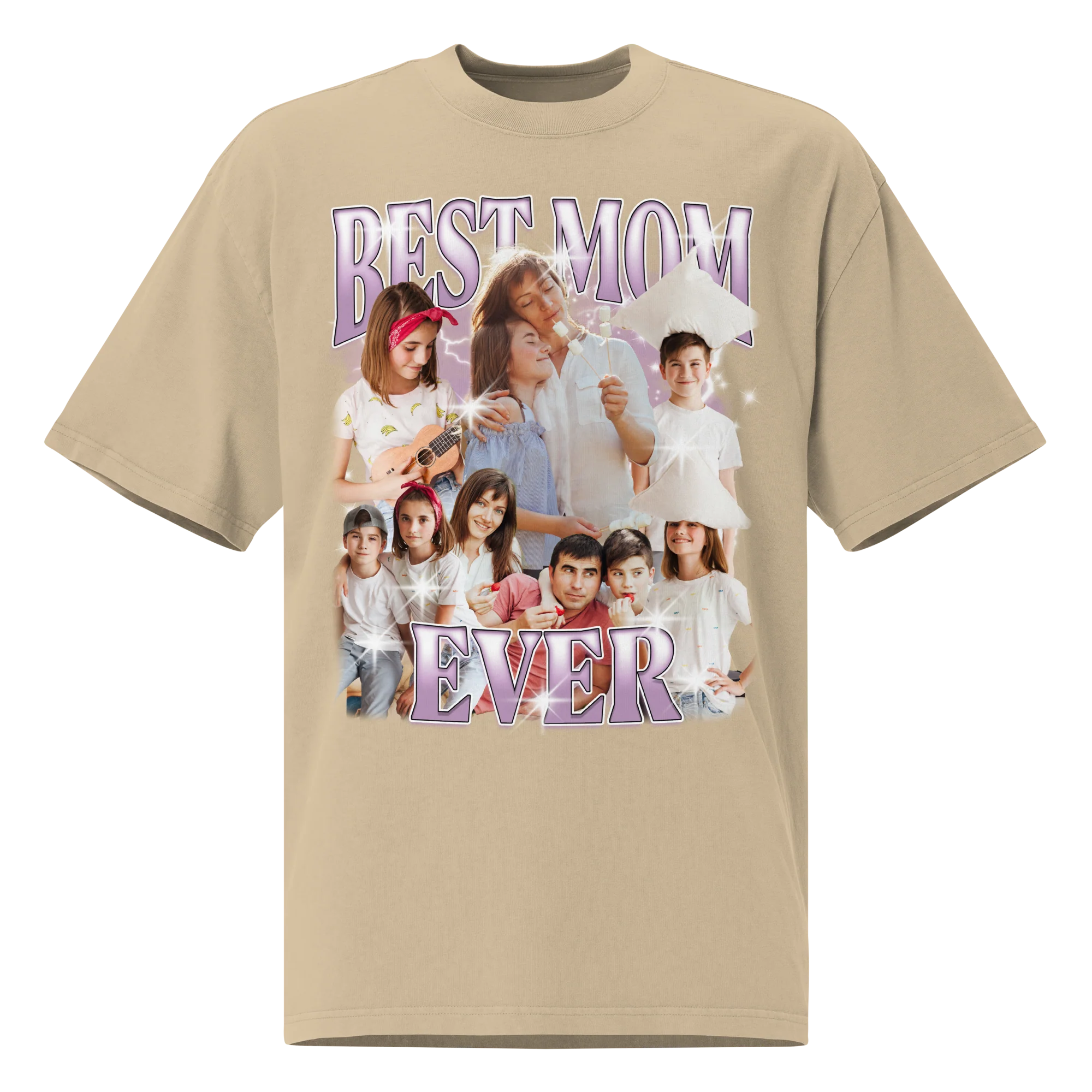 CUSTOM Best Mom Ever Photo Bootleg Oversized Faded T-Shirt - Image 7
