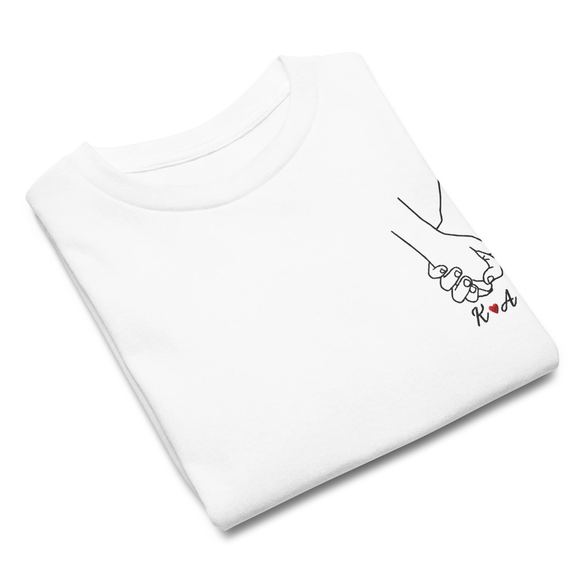 CUSTOM Couple Initials Embroidered Baby Tee - Holding Hands - Image 3