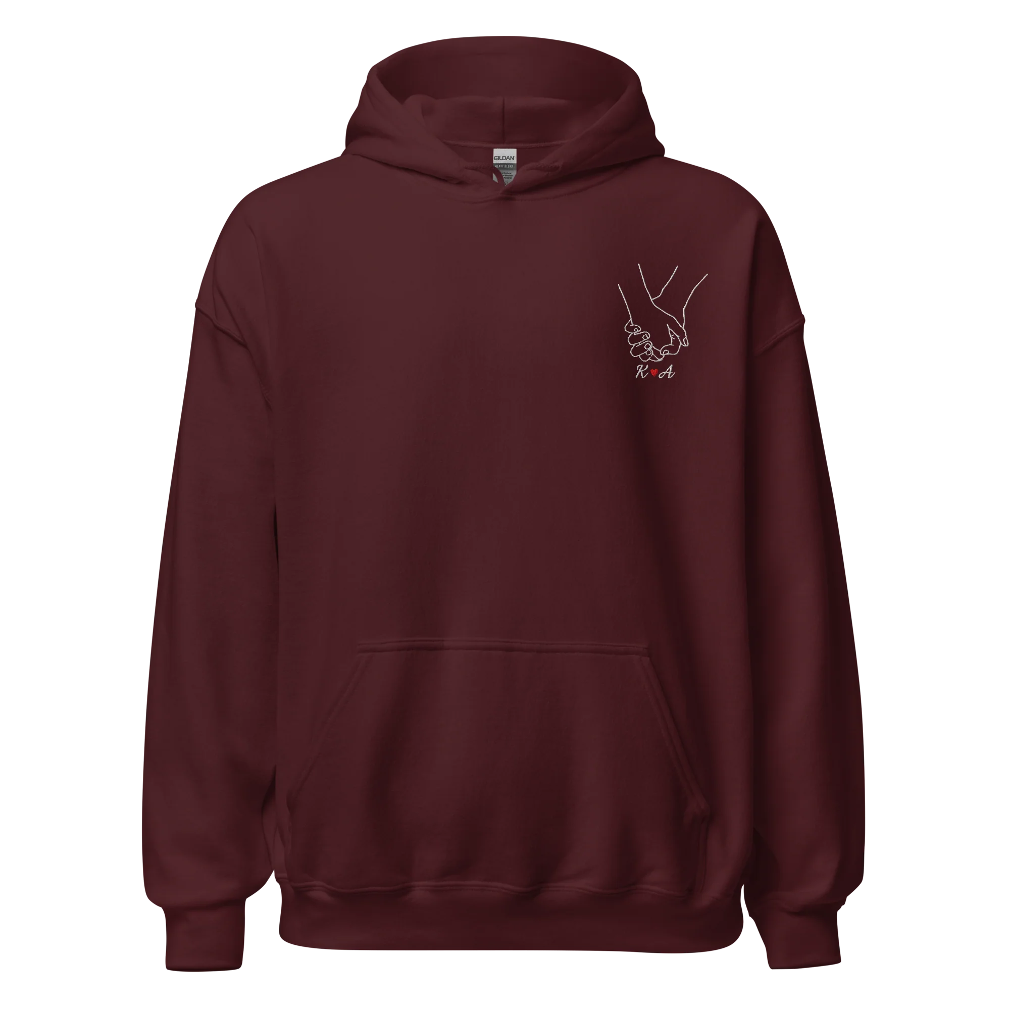 CUSTOM Couple Initials Embroidered Hoodie - Holding Hands - Image 7