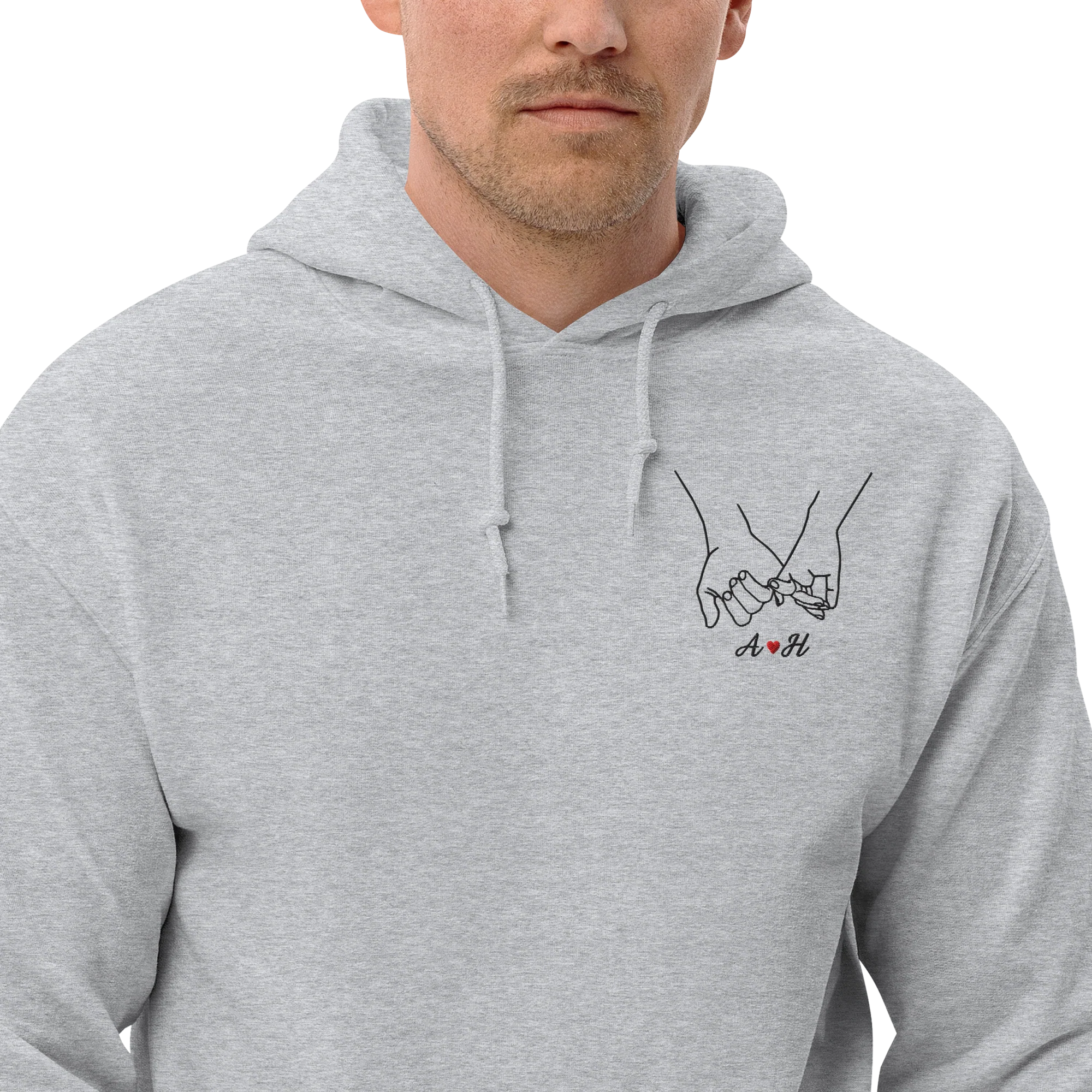 CUSTOM Couple Initials Embroidered Hoodie - Pinky Promise - Image 11