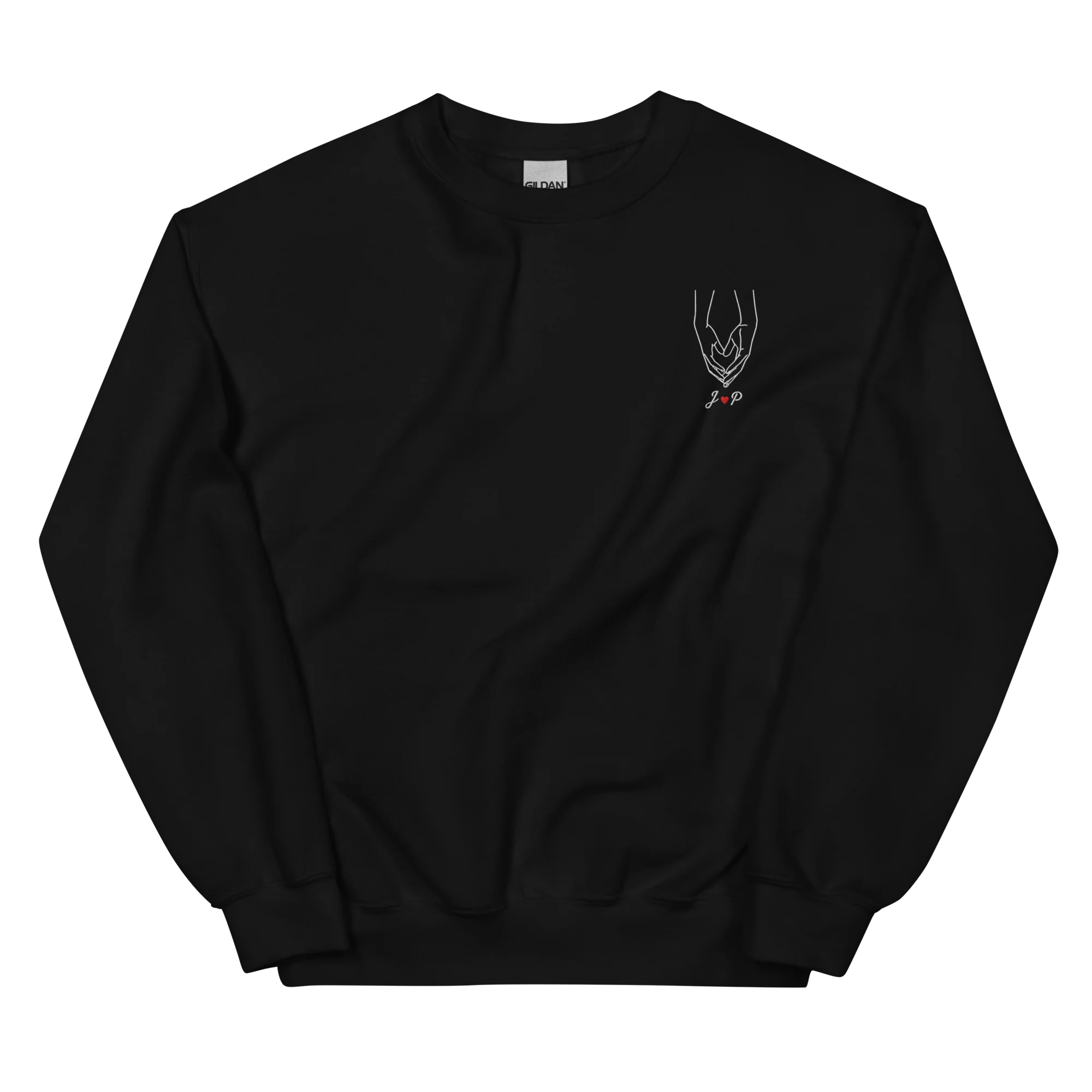 CUSTOM Couple Initials Embroidered Sweatshirt - Heart Hands - Image 6