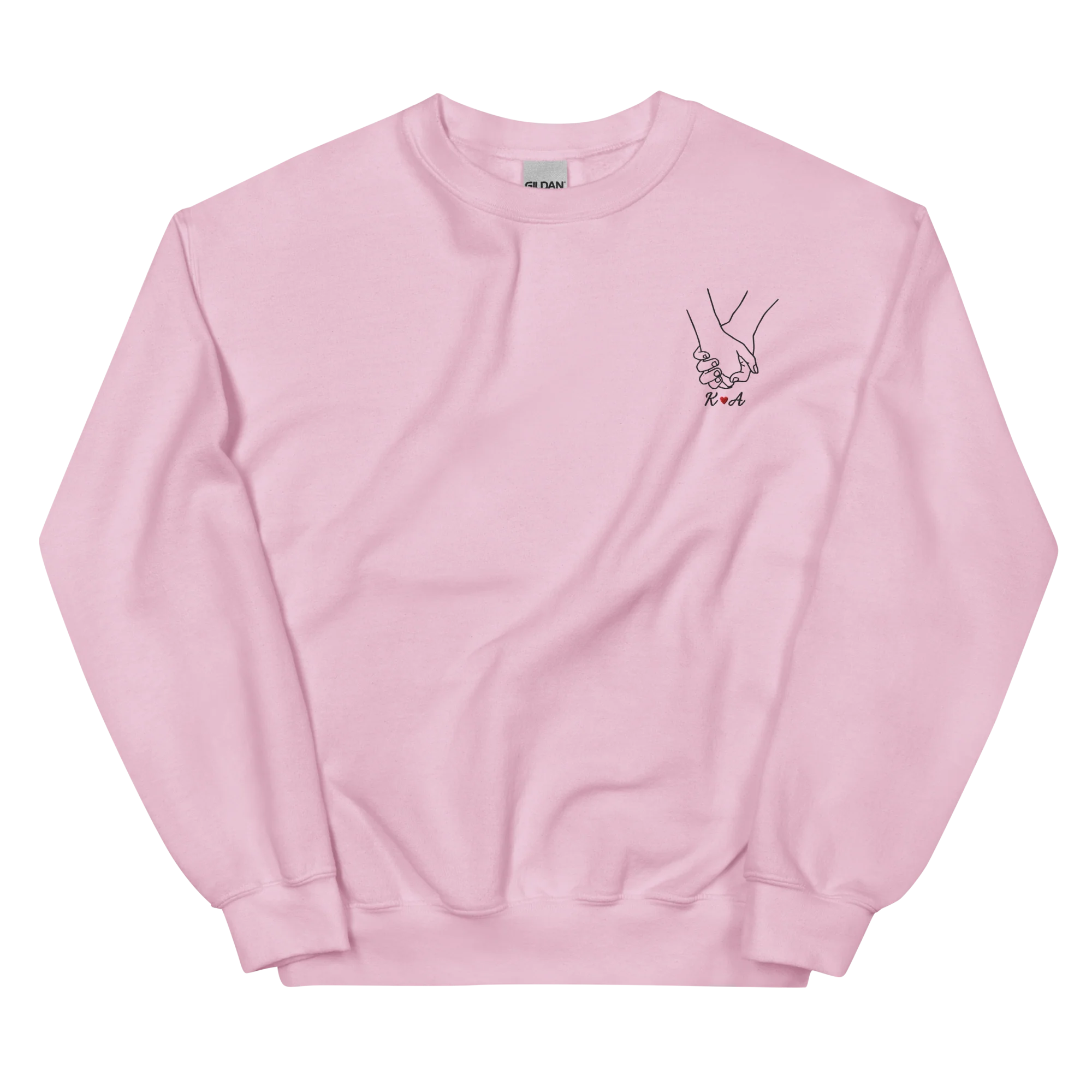 CUSTOM Couple Initials Embroidered Sweatshirt - Holding Hands - Image 12