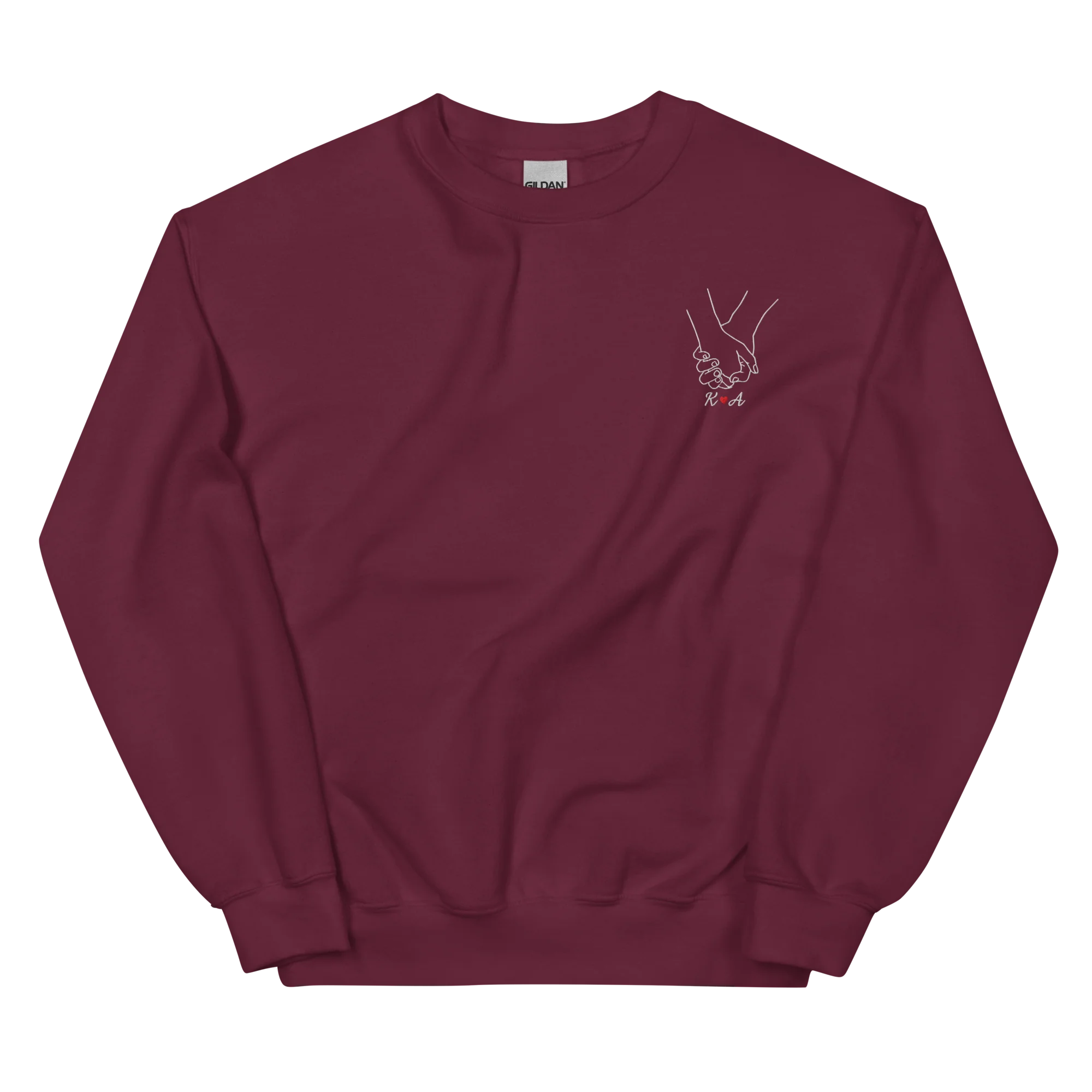 CUSTOM Couple Initials Embroidered Sweatshirt - Holding Hands - Image 6
