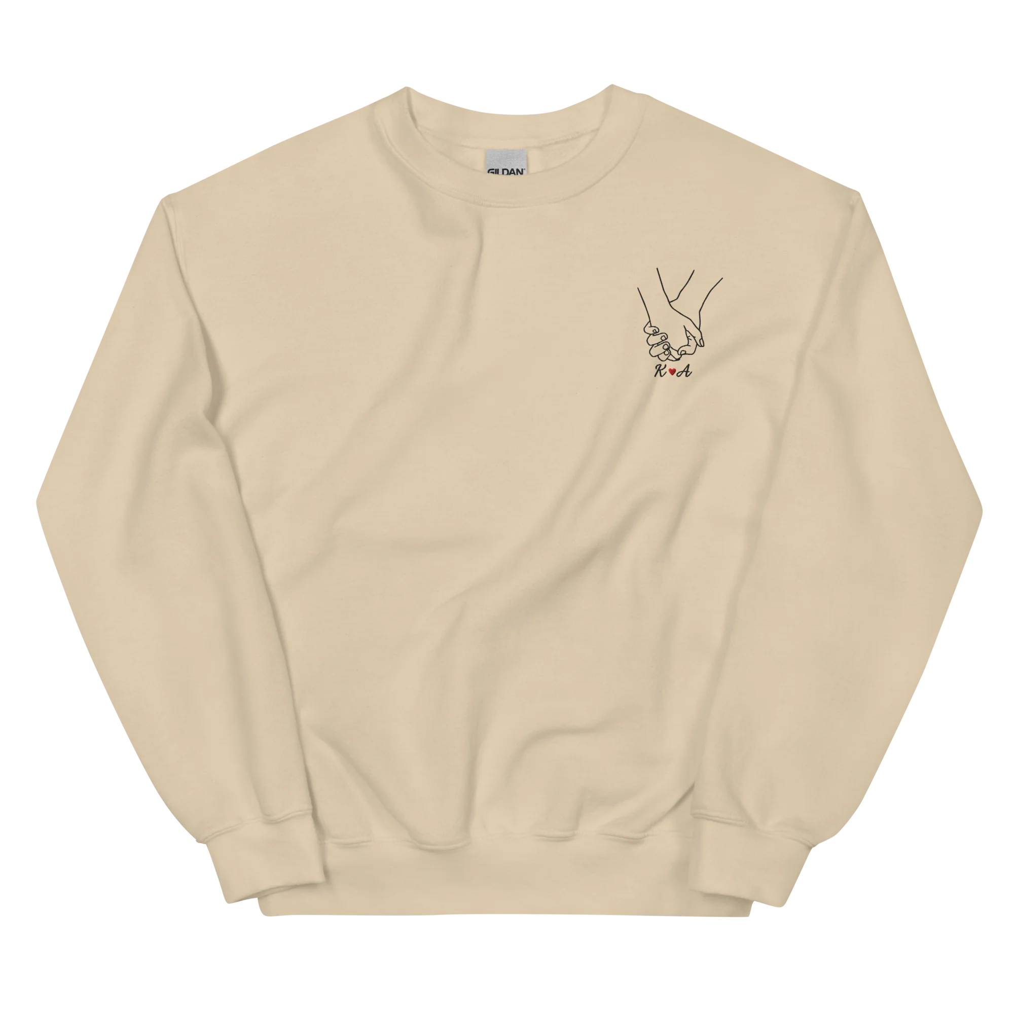 CUSTOM Couple Initials Embroidered Sweatshirt - Holding Hands - Image 8