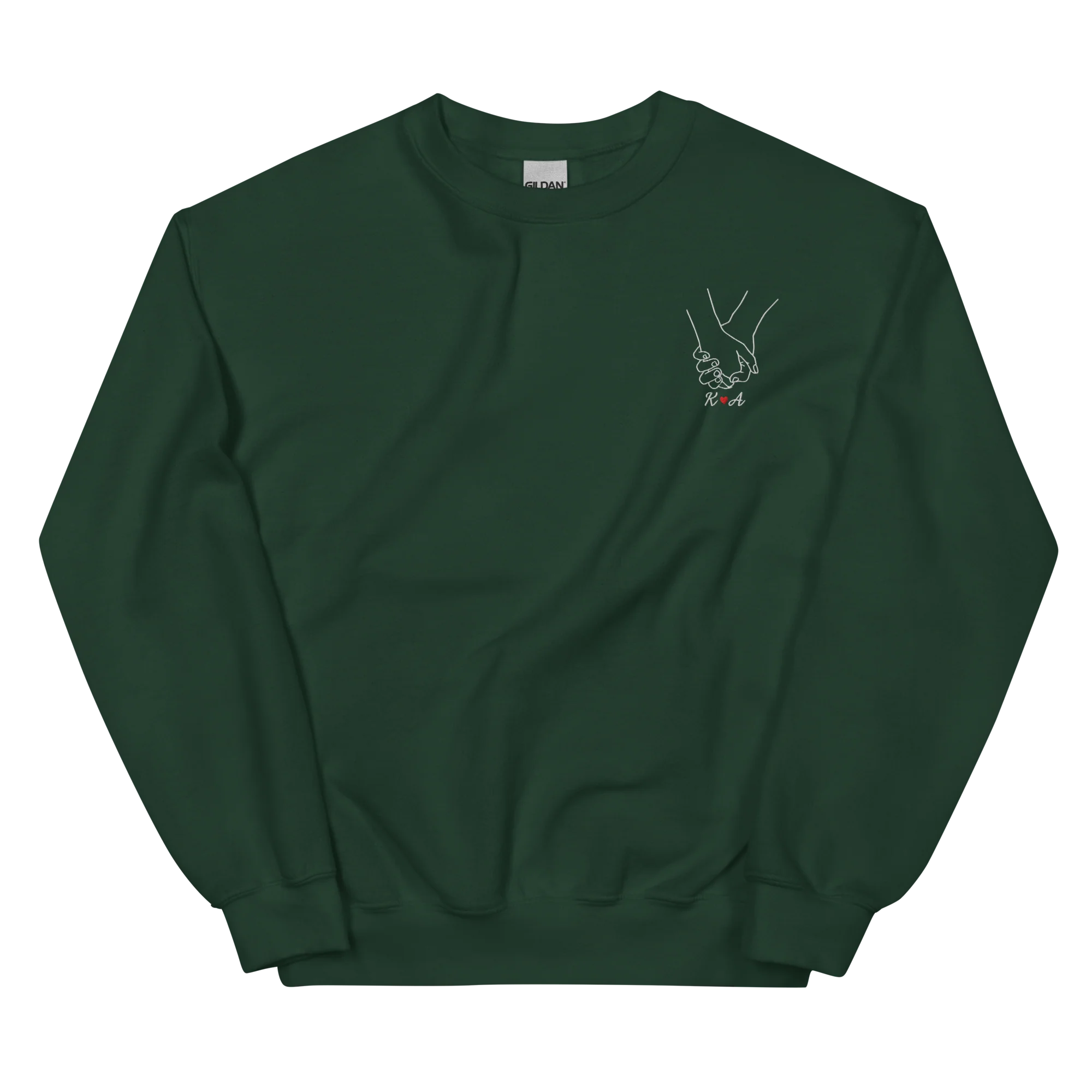 CUSTOM Couple Initials Embroidered Sweatshirt - Holding Hands - Image 9