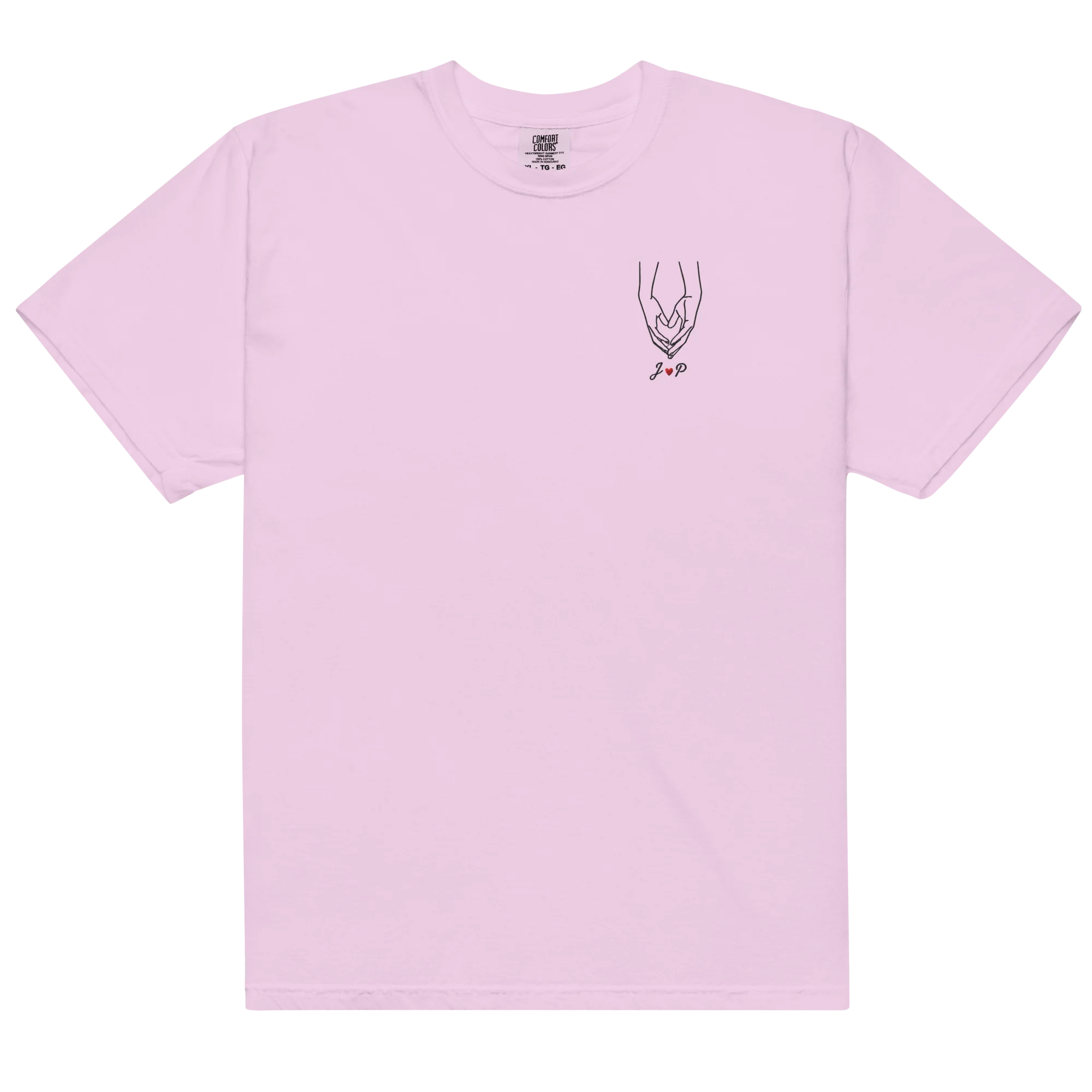 CUSTOM Couple Initials Embroidered Classic T-Shirt - Heart Hands - Image 10