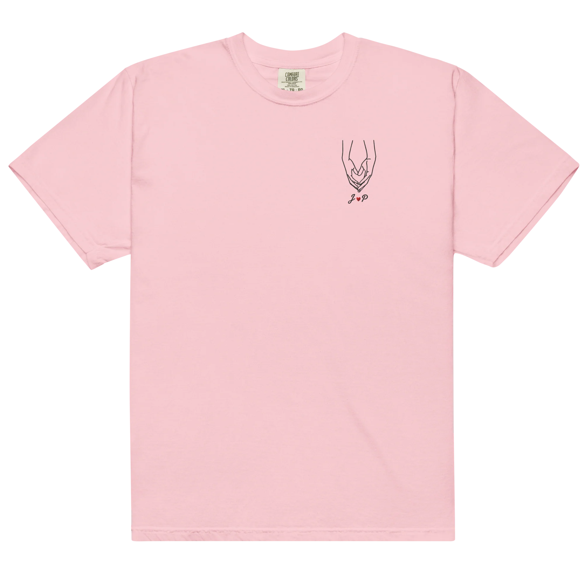CUSTOM Couple Initials Embroidered Classic T-Shirt - Heart Hands - Image 17