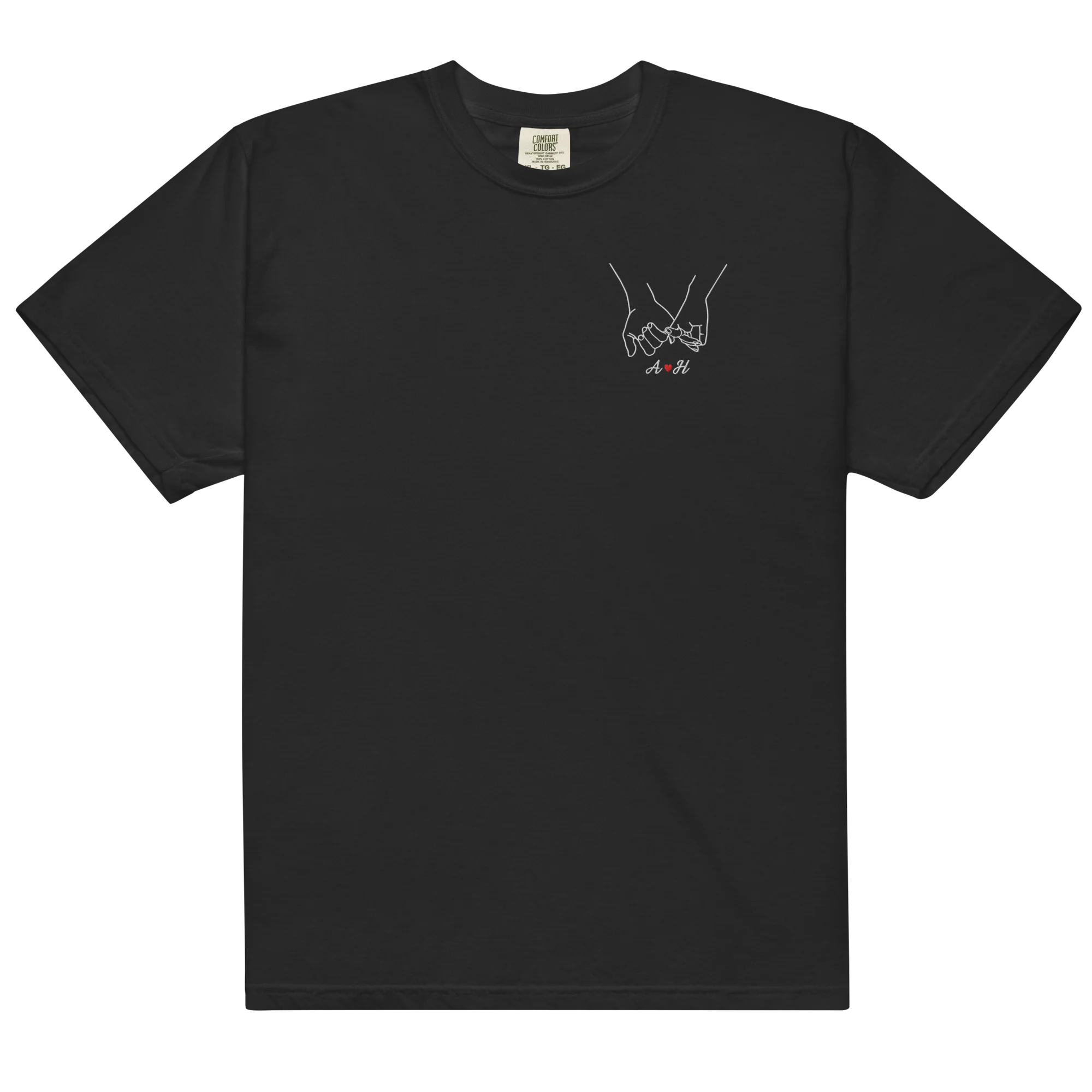 CUSTOM Couple Initials Embroidered Classic T-Shirt - Pinky Promise - Image 6