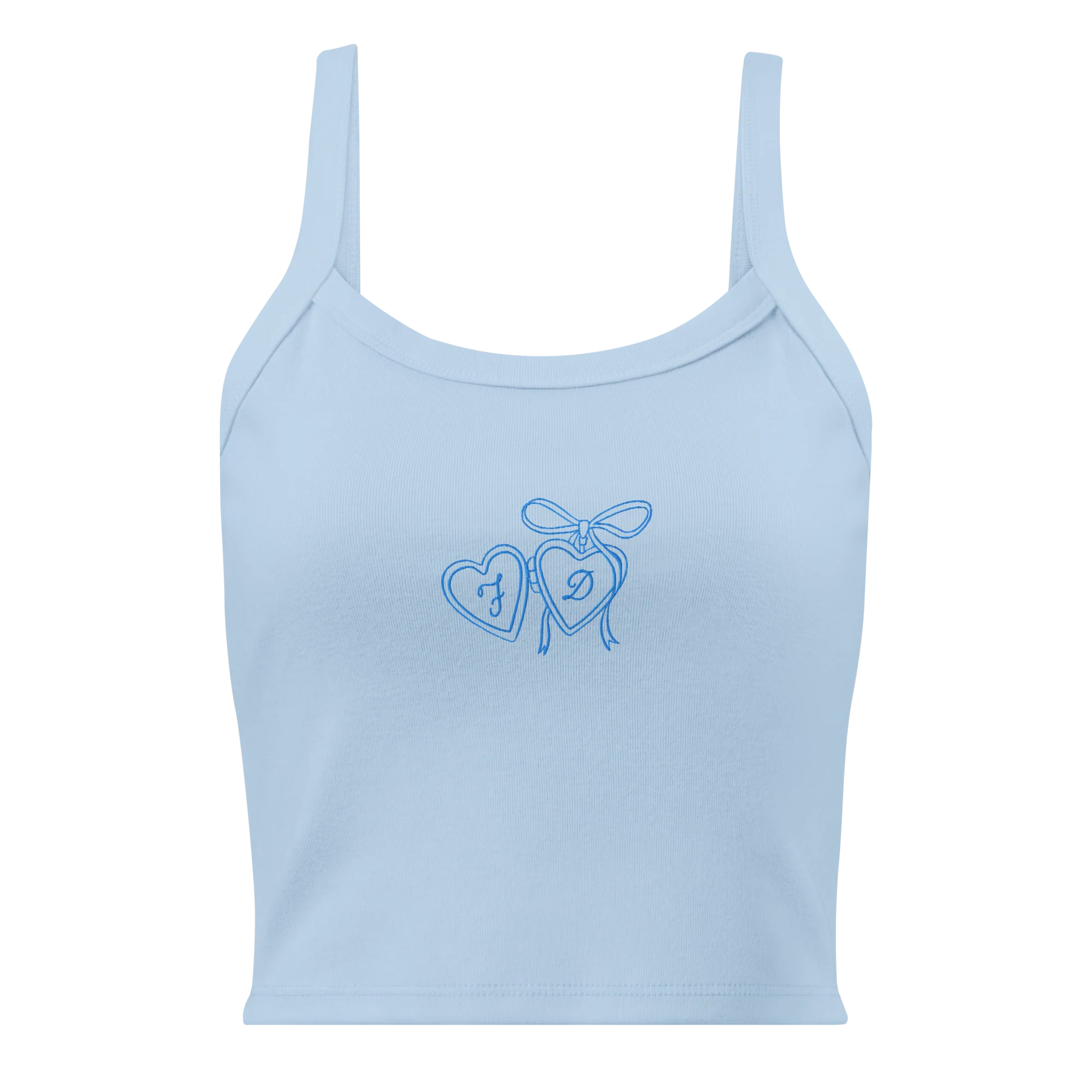 CUSTOM Couple Initials Wedding Bride Groom Rib Embroidered Tank Top - Image 3