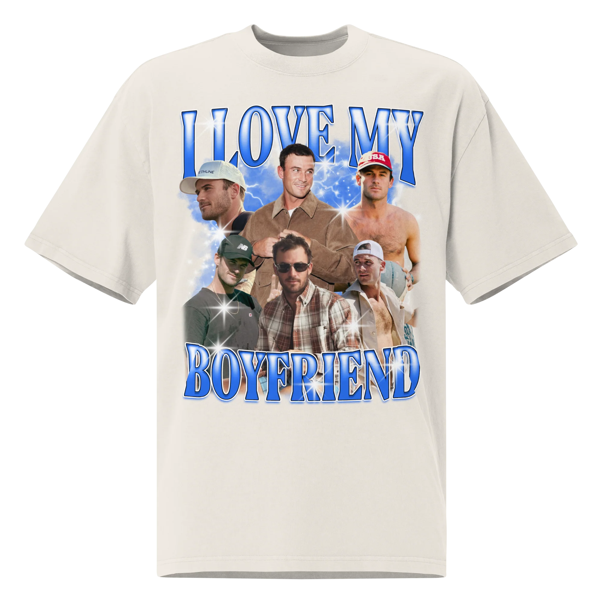 CUSTOM I Love My Boyfriend Photo Bootleg Oversized Faded T-Shirt - Image 4
