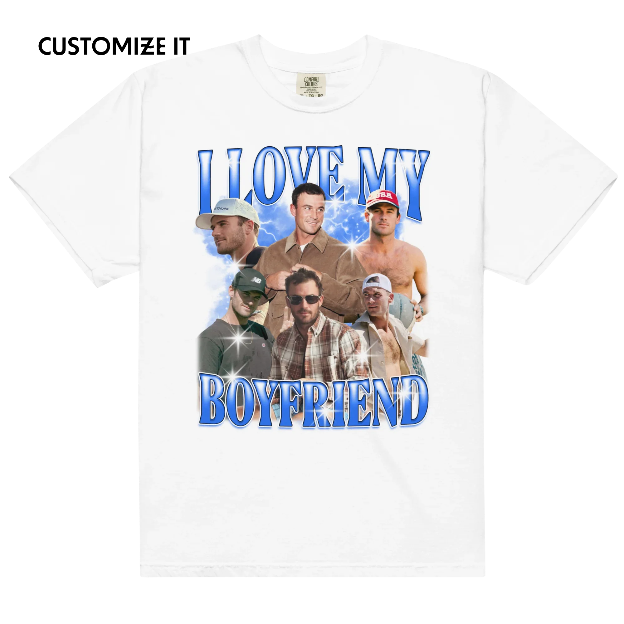CUSTOM I Love My Boyfriend Photo Bootleg T-Shirt