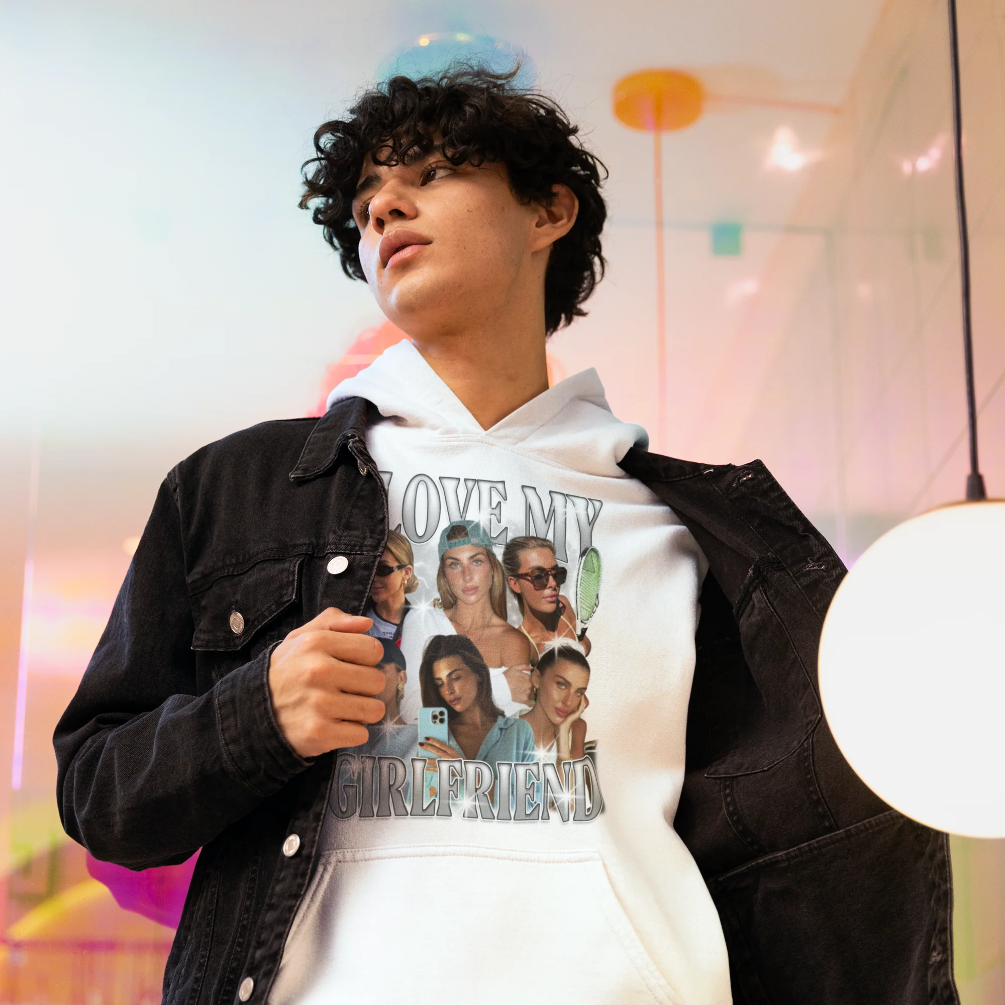 CUSTOM I Love My Girlfriend Photo Bootleg Hoodie - Image 2