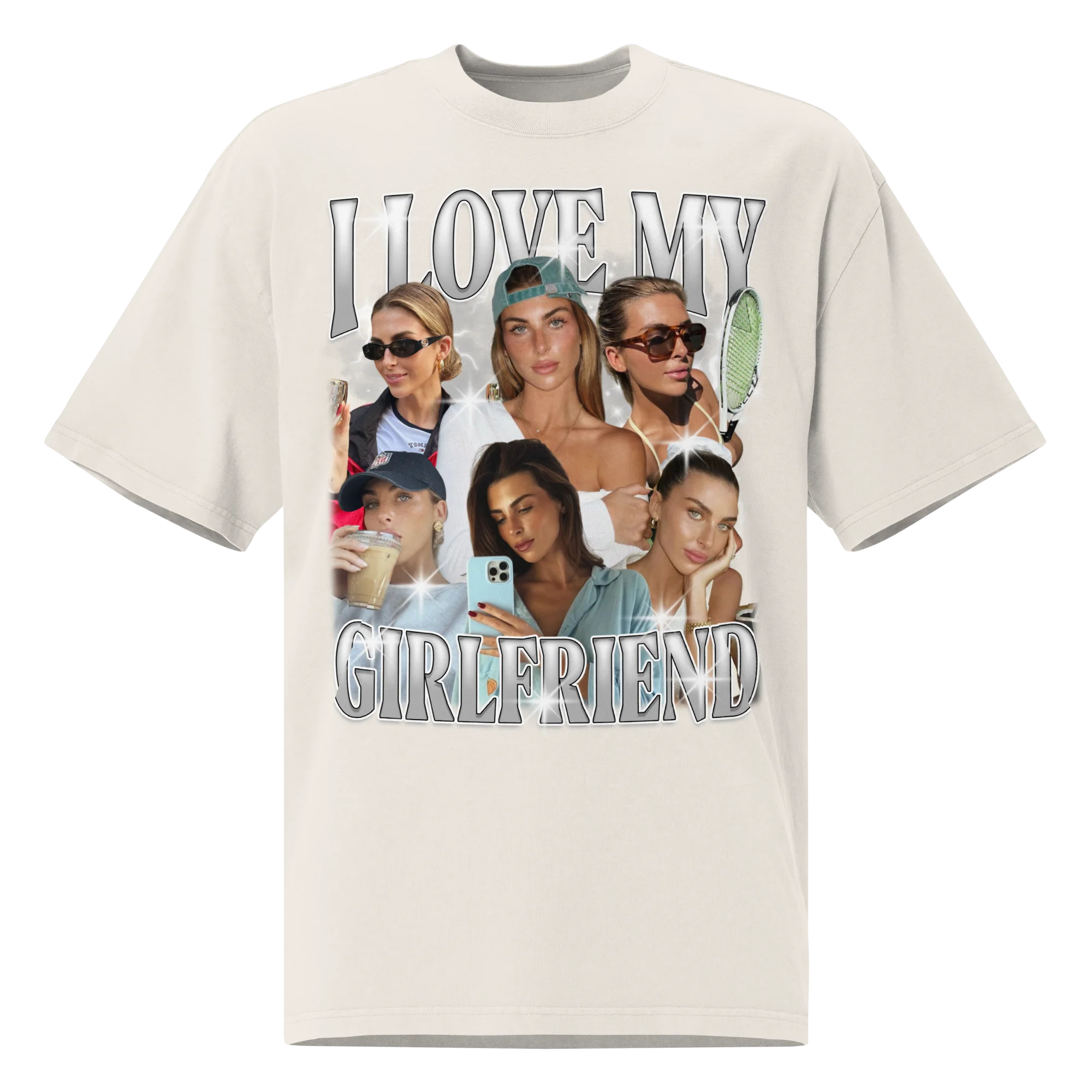 CUSTOM I Love My Girlfriend Photo Bootleg Oversized Faded T-Shirt - Image 4