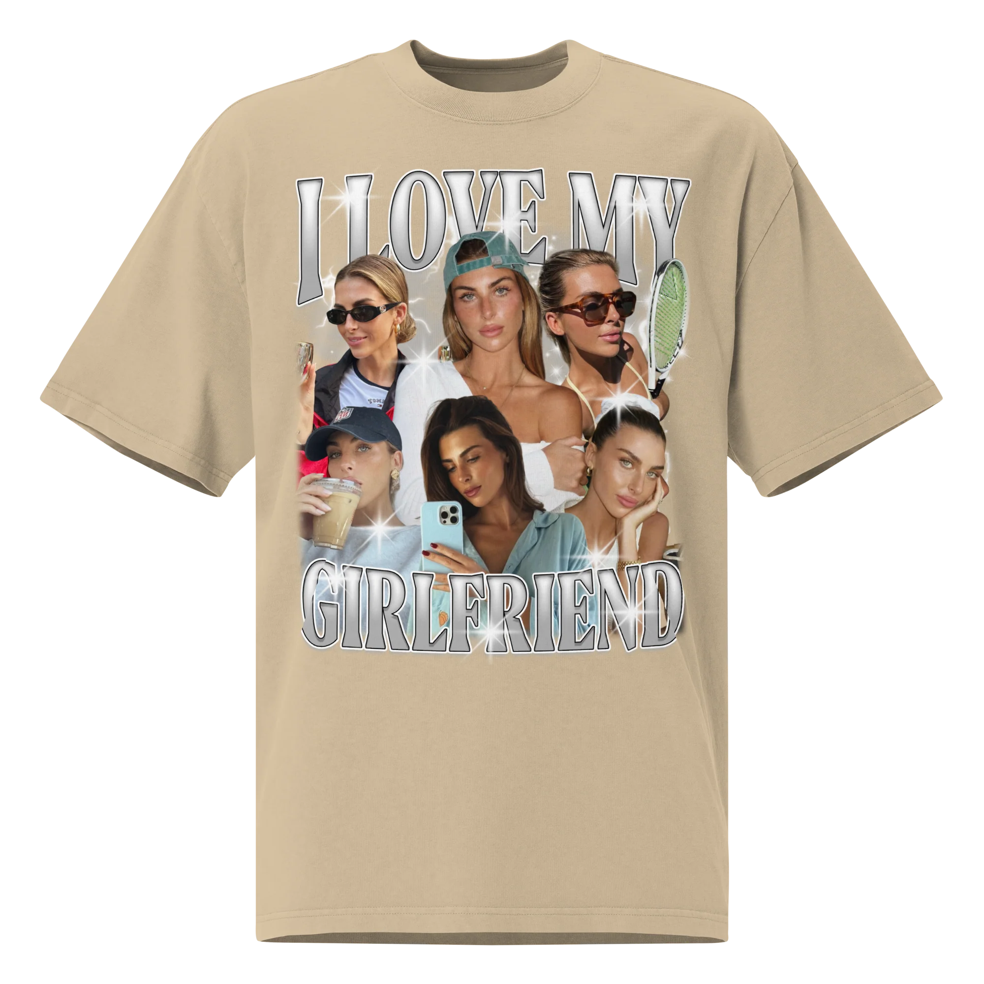 CUSTOM I Love My Girlfriend Photo Bootleg Oversized Faded T-Shirt - Image 6