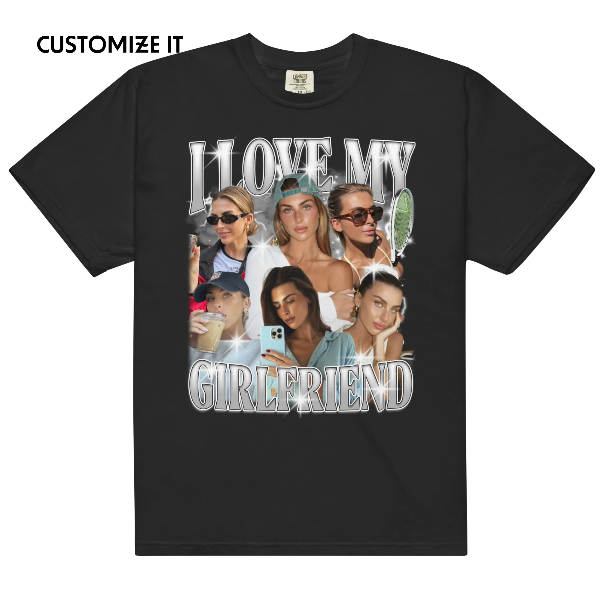 CUSTOM I Love My Girlfriend Photo Bootleg T-Shirt