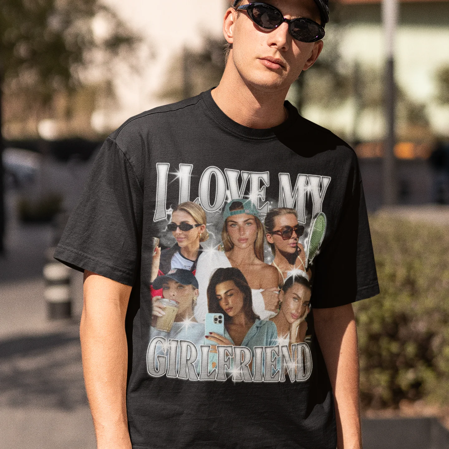 CUSTOM I Love My Girlfriend Photo Bootleg T-Shirt - Image 2