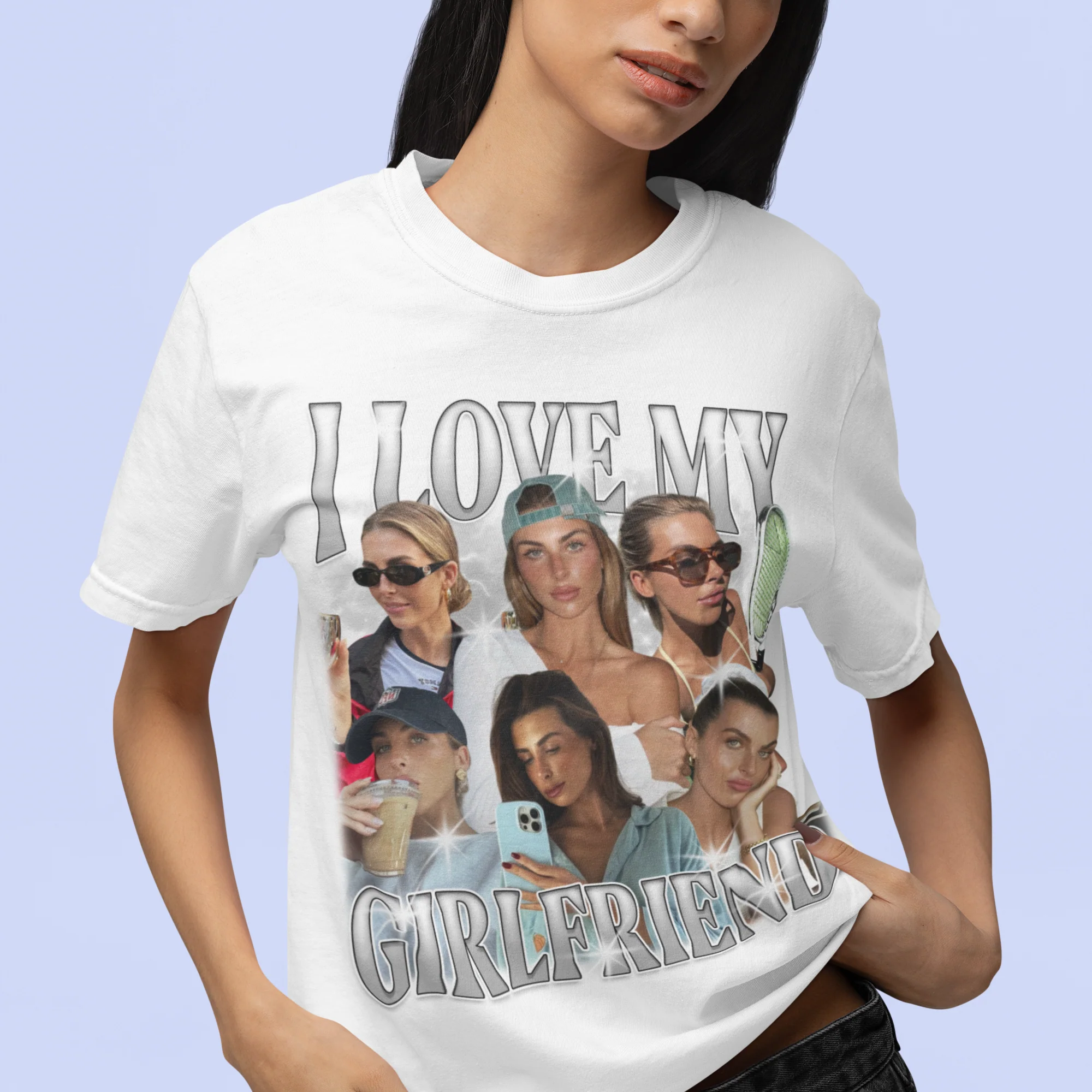 CUSTOM I Love My Girlfriend Photo Bootleg T-Shirt - Image 6