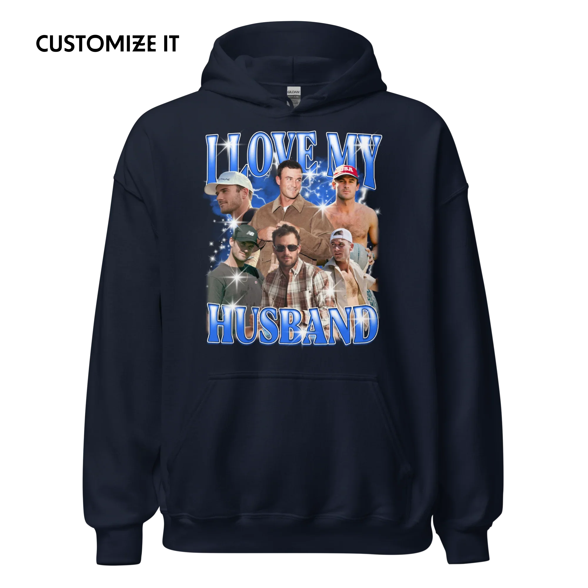 CUSTOM I Love My Husband Photo Bootleg Hoodie
