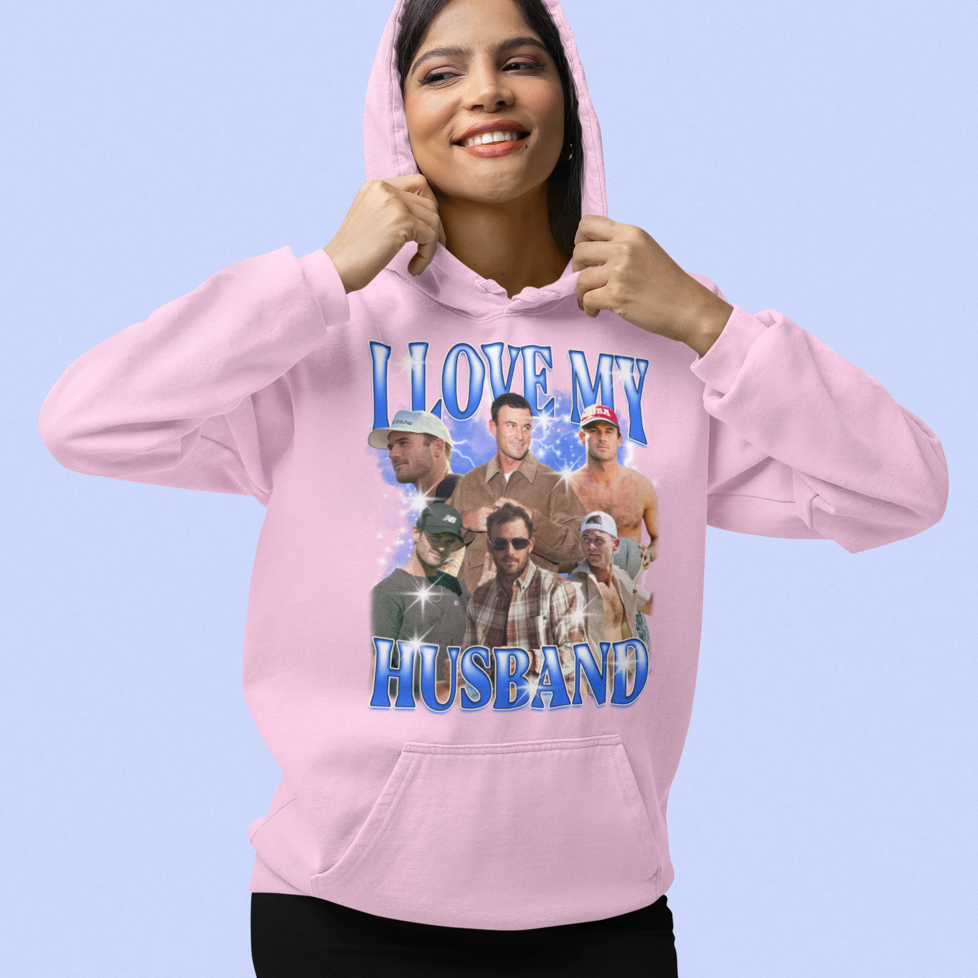 CUSTOM I Love My Husband Photo Bootleg Hoodie - Image 2