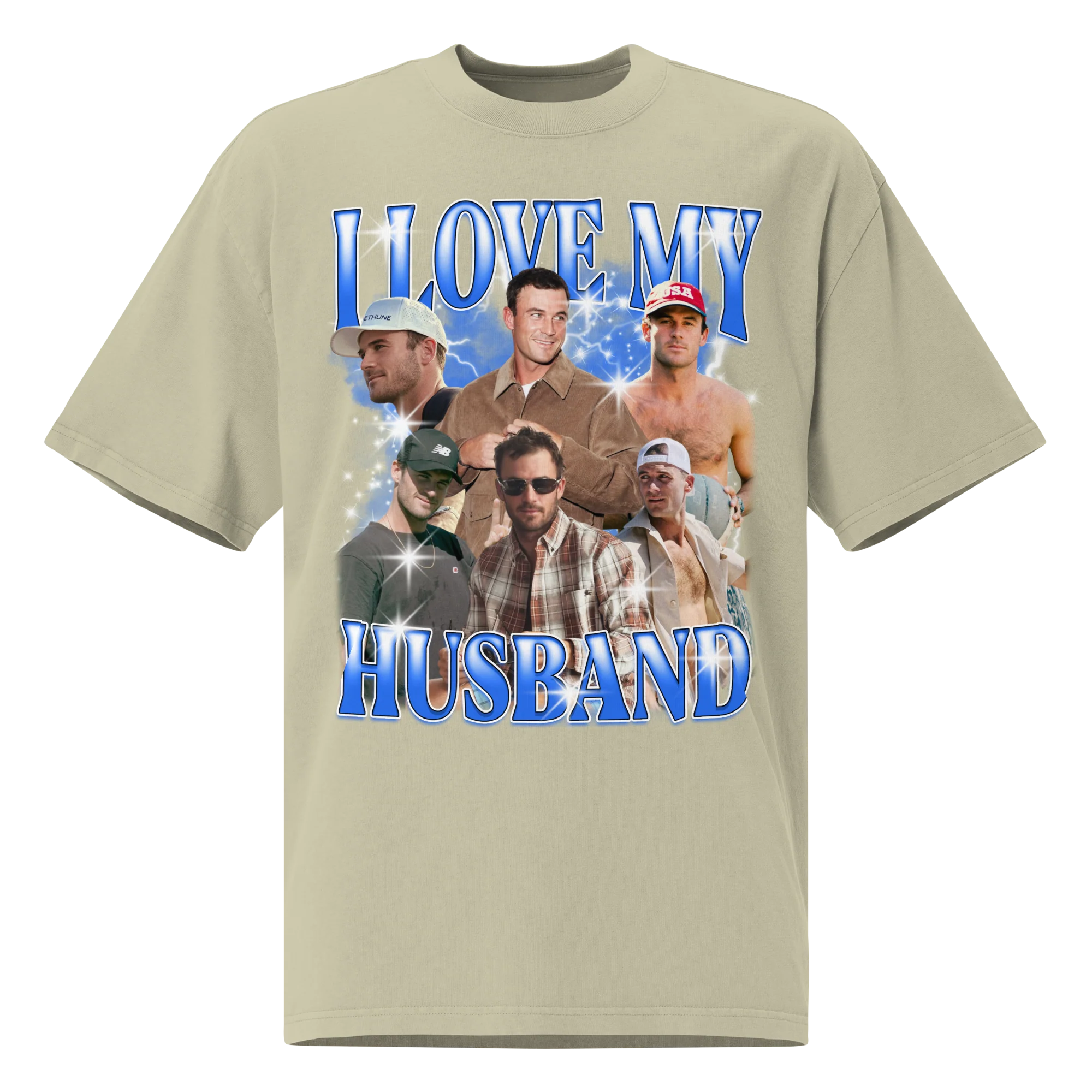 CUSTOM I Love My Husband Photo Bootleg Oversized Faded T-Shirt - Image 4