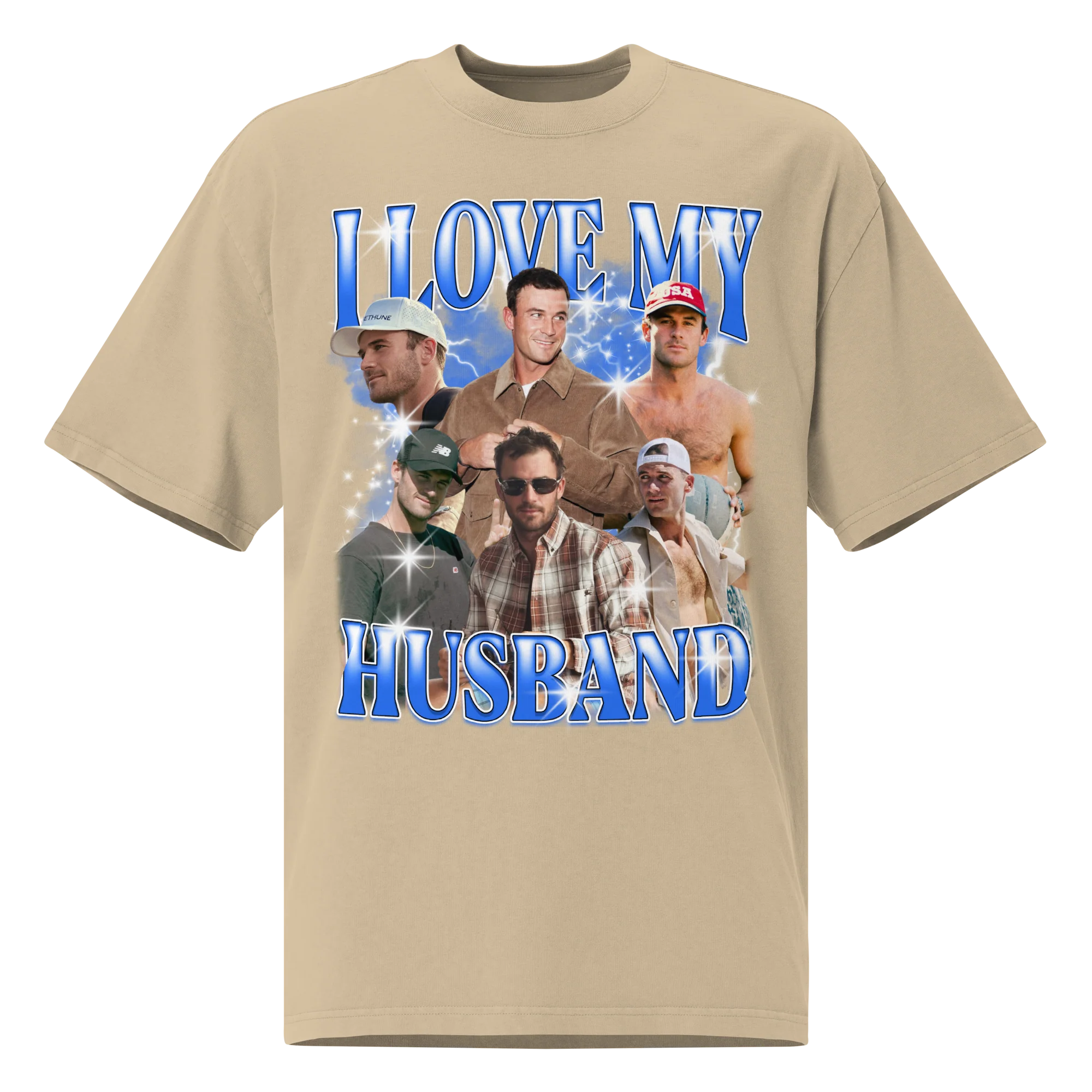 CUSTOM I Love My Husband Photo Bootleg Oversized Faded T-Shirt - Image 5
