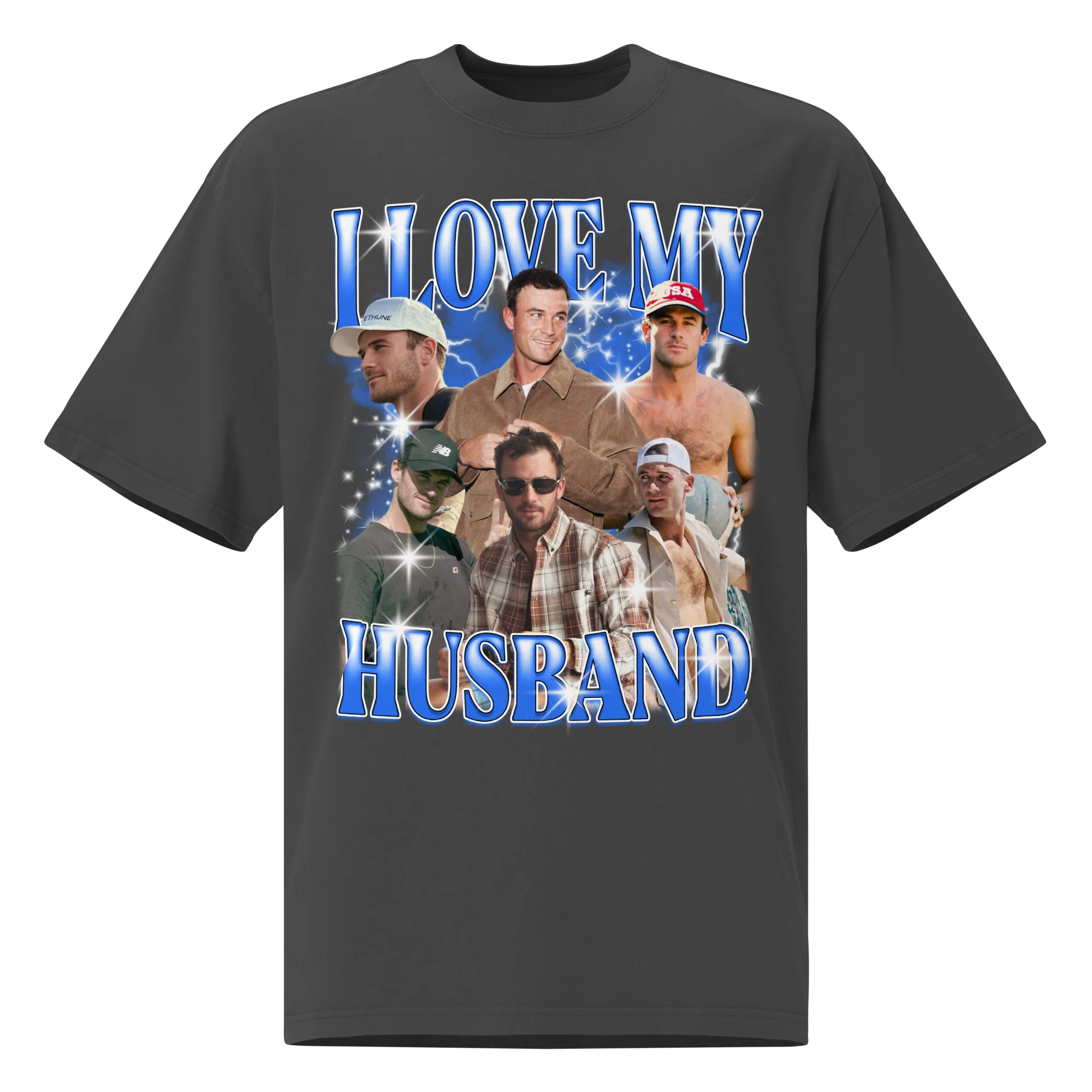 CUSTOM I Love My Husband Photo Bootleg Oversized Faded T-Shirt - Image 7