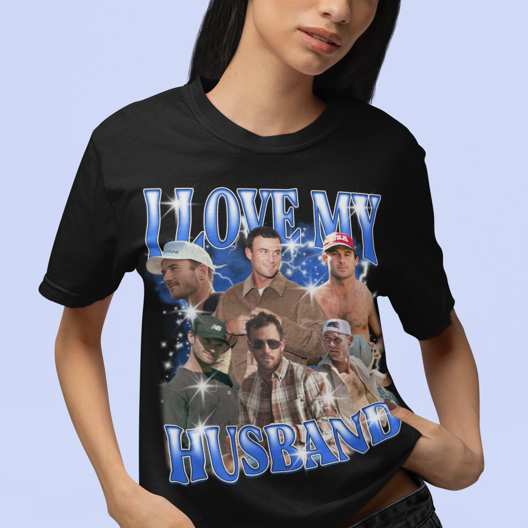 CUSTOM I Love My Husband Photo Bootleg T-Shirt - Image 2
