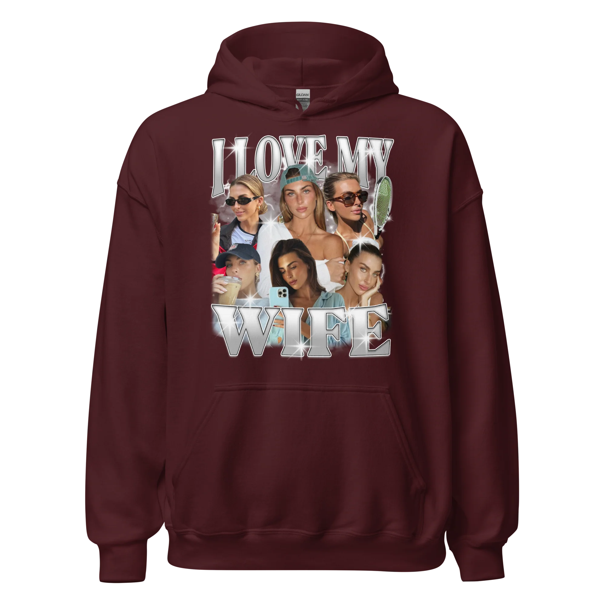 CUSTOM I Love My Wife Photo Bootleg Hoodie - Image 11