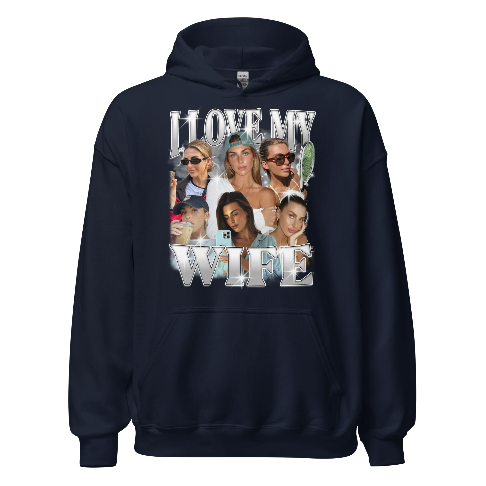 CUSTOM I Love My Wife Photo Bootleg Hoodie - Image 4