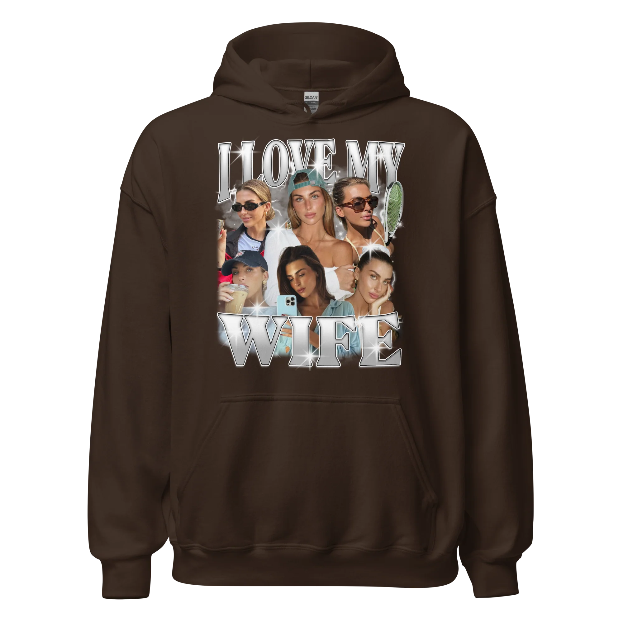 CUSTOM I Love My Wife Photo Bootleg Hoodie - Image 7