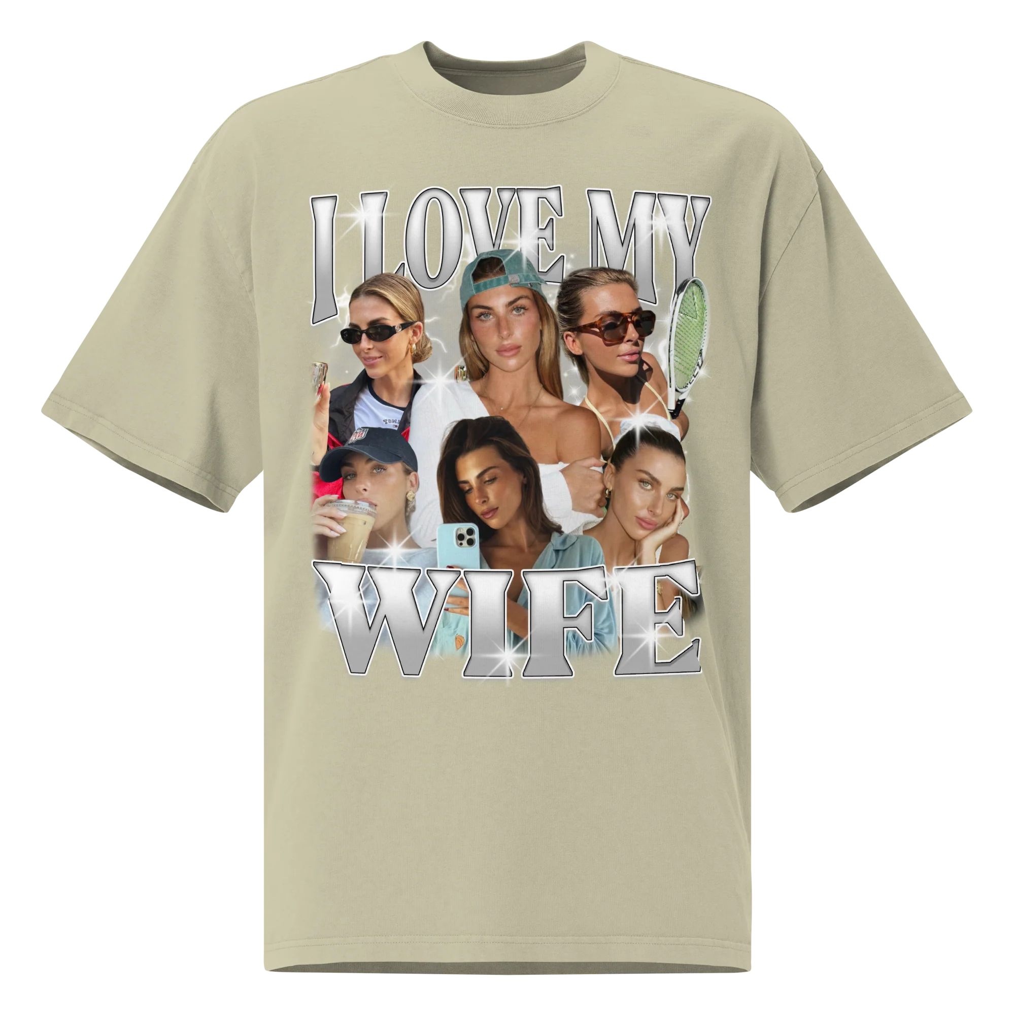 CUSTOM I Love My Wife Photo Bootleg Oversized Faded T-Shirt - Image 4