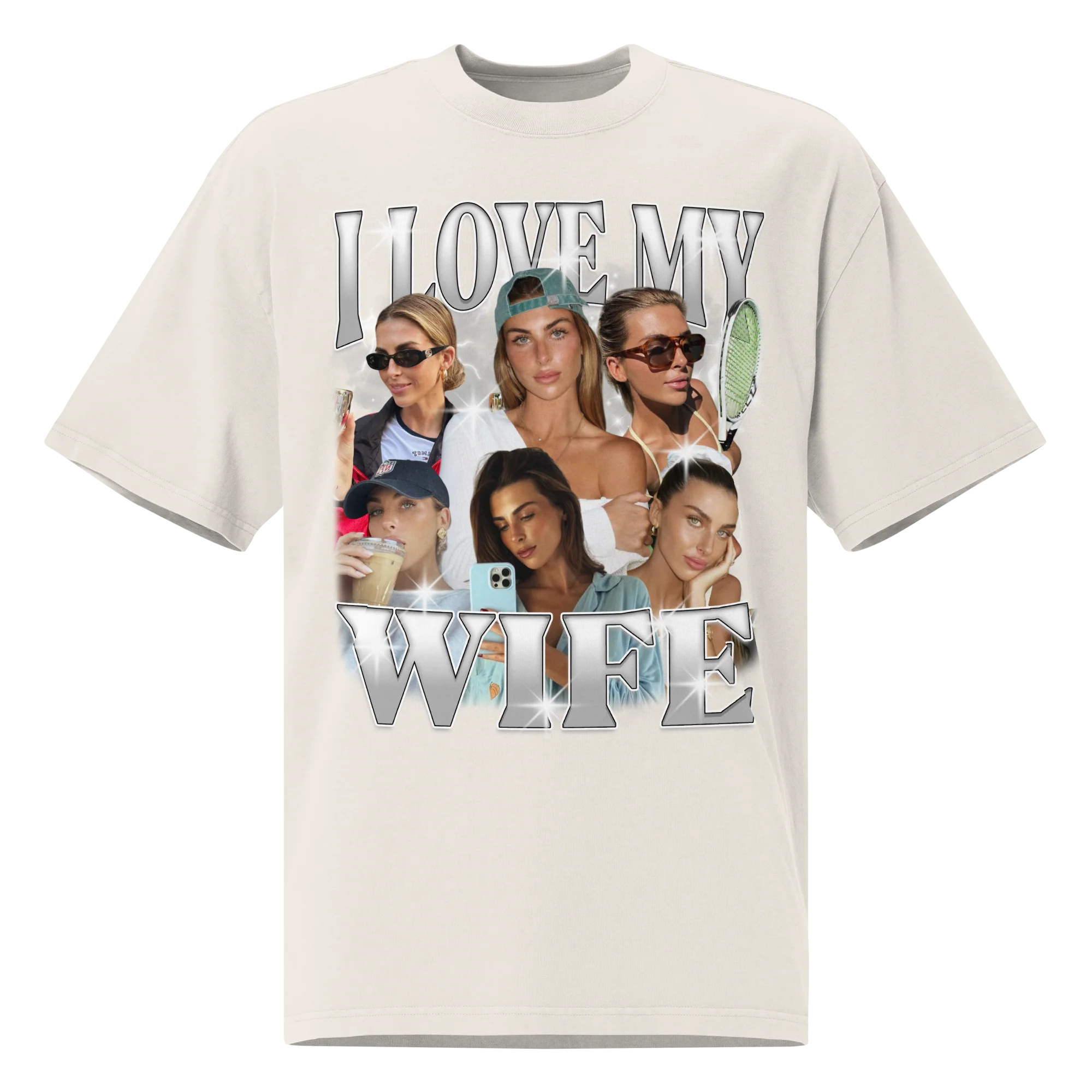 CUSTOM I Love My Wife Photo Bootleg Oversized Faded T-Shirt - Image 7