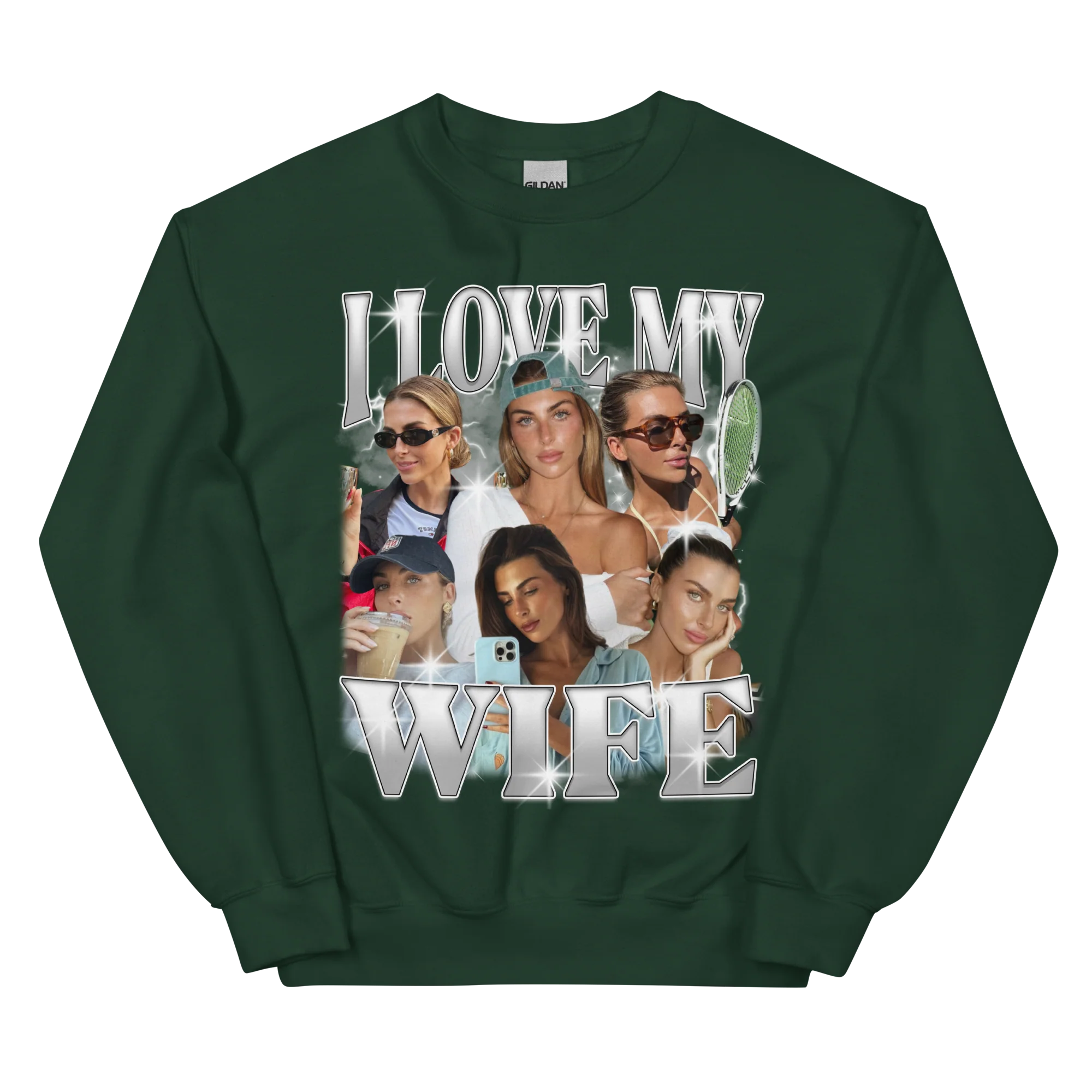CUSTOM I Love My Wife Photo Bootleg Sweatshirt - Image 10