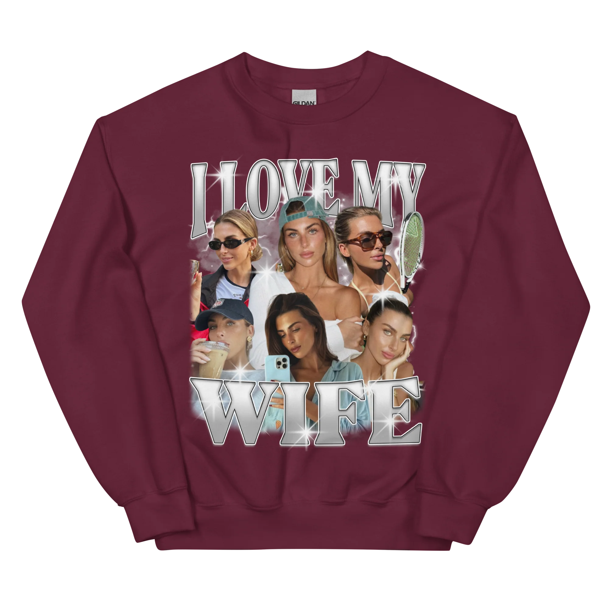 CUSTOM I Love My Wife Photo Bootleg Sweatshirt - Image 6
