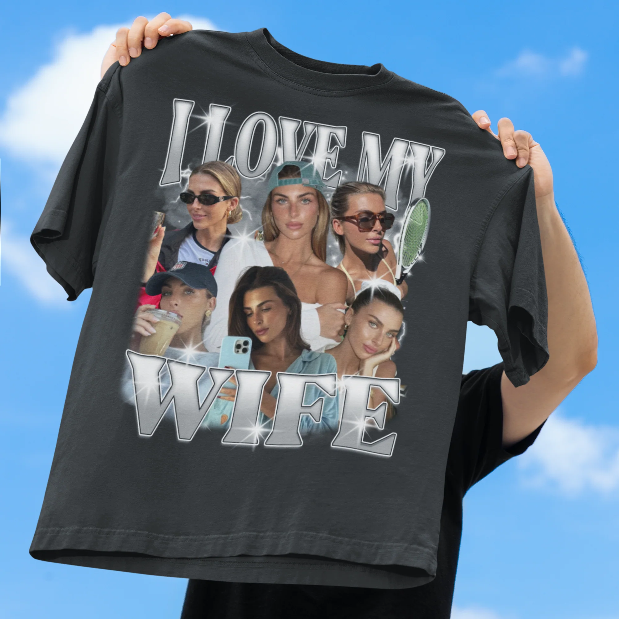 CUSTOM I Love My Wife Photo Bootleg T-Shirt - Image 2