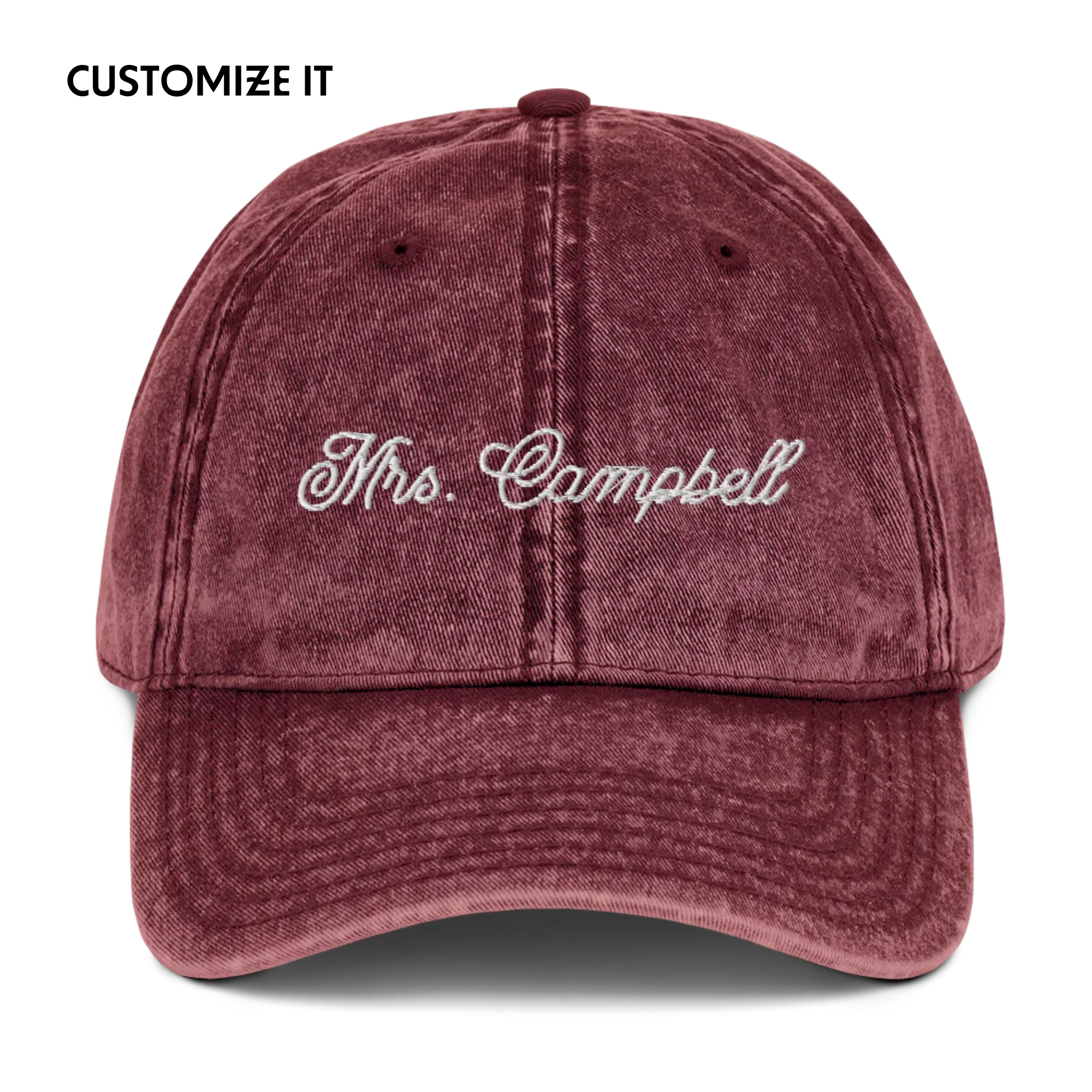 CUSTOM Mrs. Surname Embroidered Bride Vintage Cap