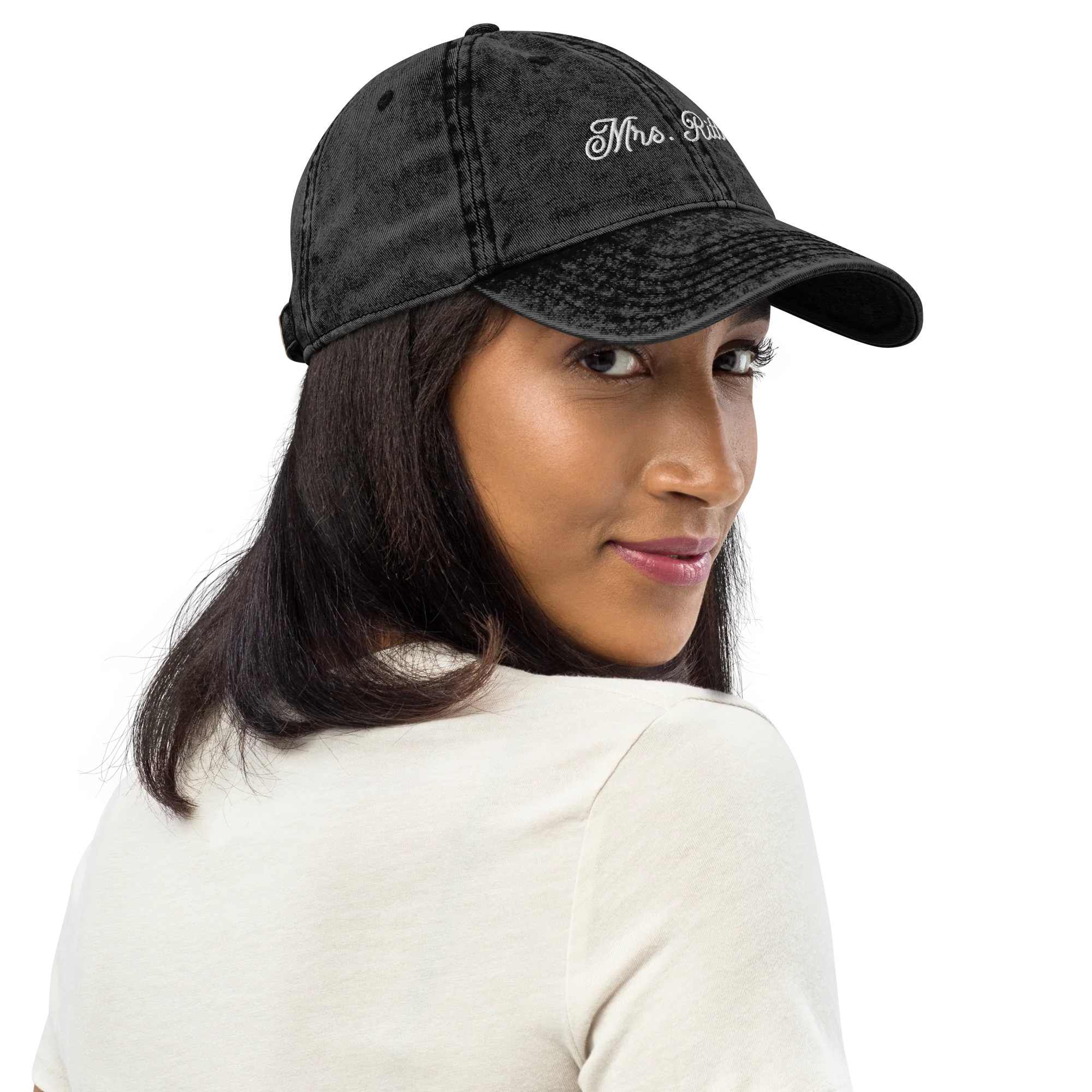 CUSTOM Mrs. Surname Embroidered Bride Vintage Cap - Image 9