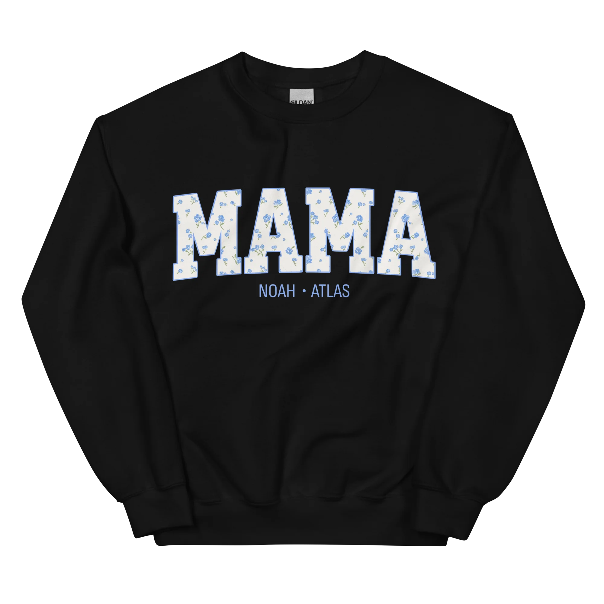 CUSTOM NAMES Mama Blue Floral Varsity Sweatshirt - Image 10