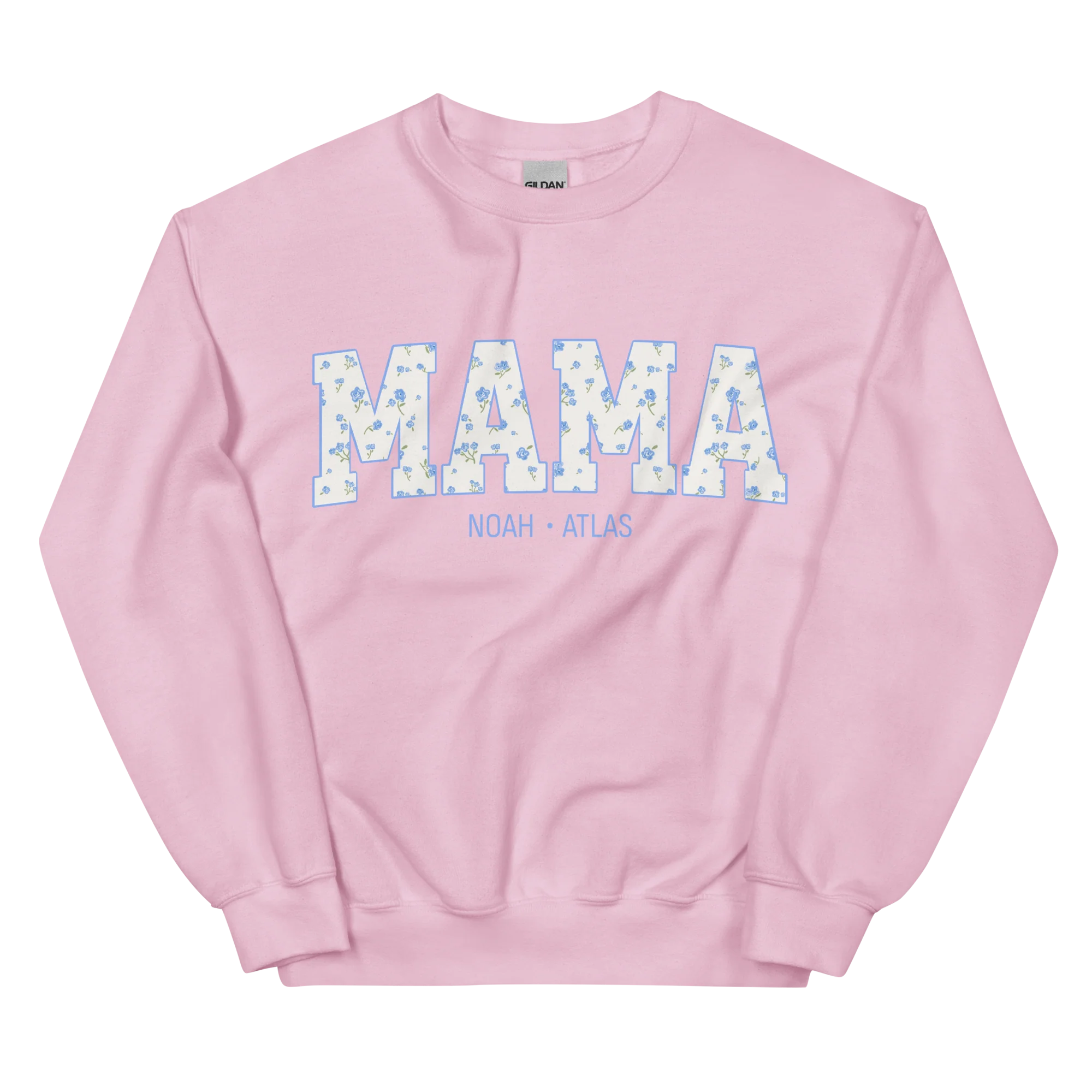 CUSTOM NAMES Mama Blue Floral Varsity Sweatshirt - Image 5