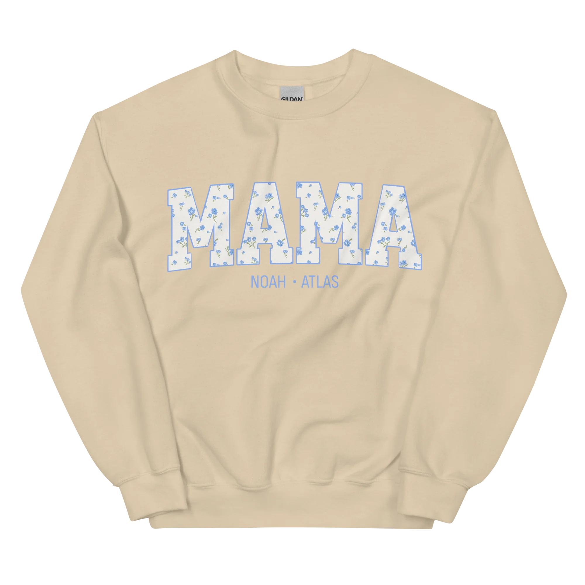 CUSTOM NAMES Mama Blue Floral Varsity Sweatshirt - Image 8