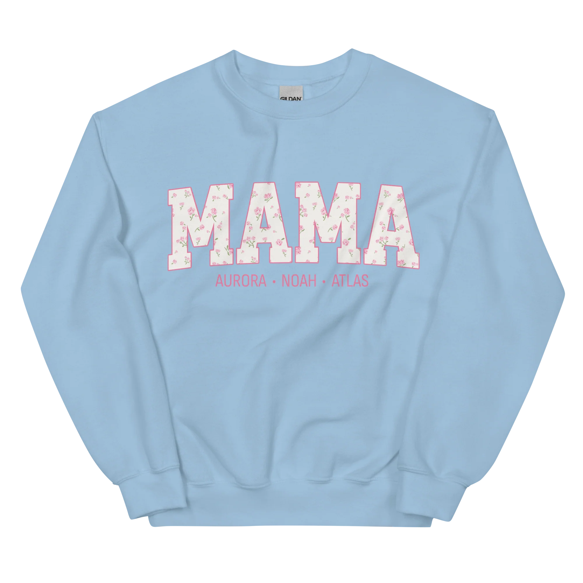 CUSTOM NAMES Mama Pink Floral Varsity Sweatshirt - Image 10