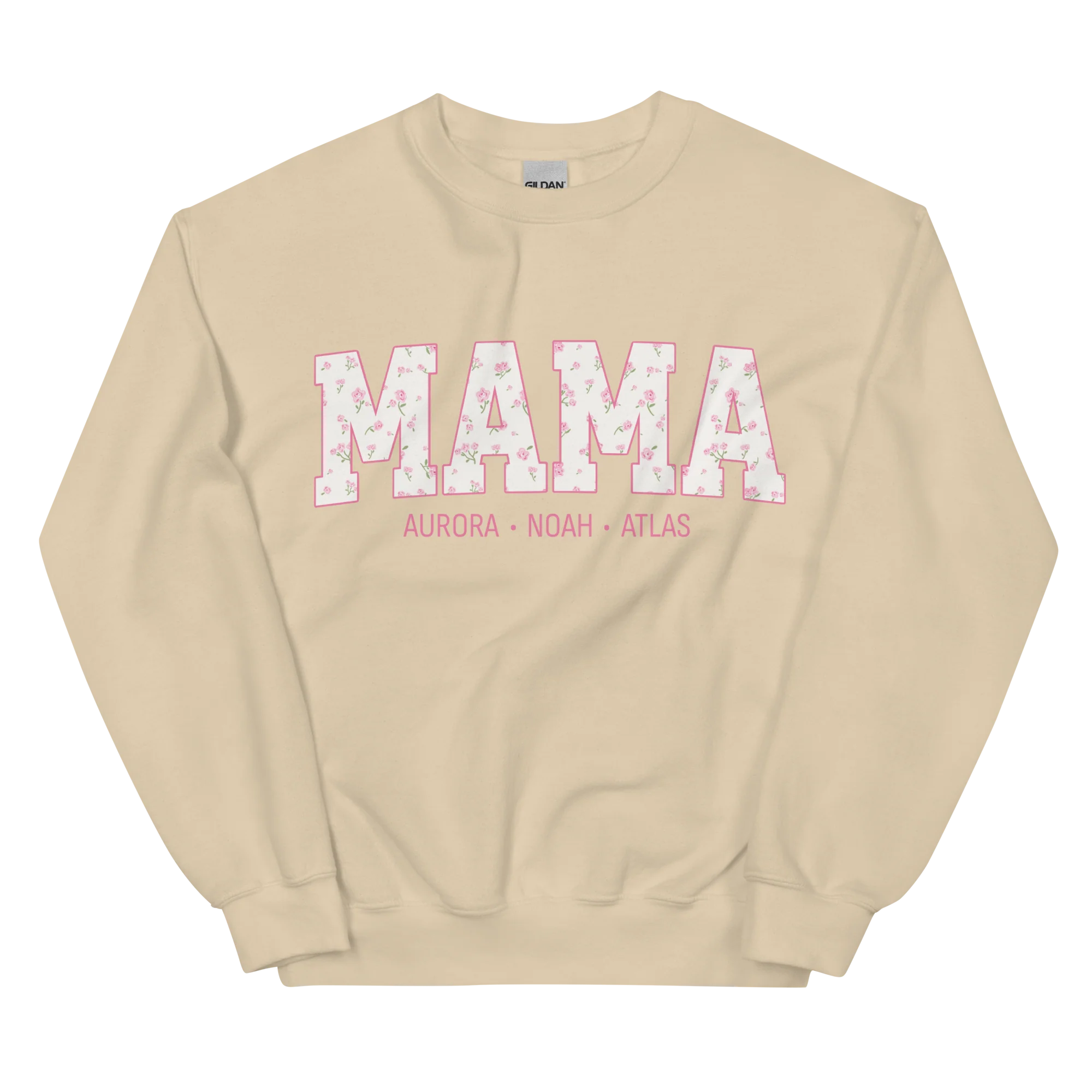 CUSTOM NAMES Mama Pink Floral Varsity Sweatshirt - Image 11
