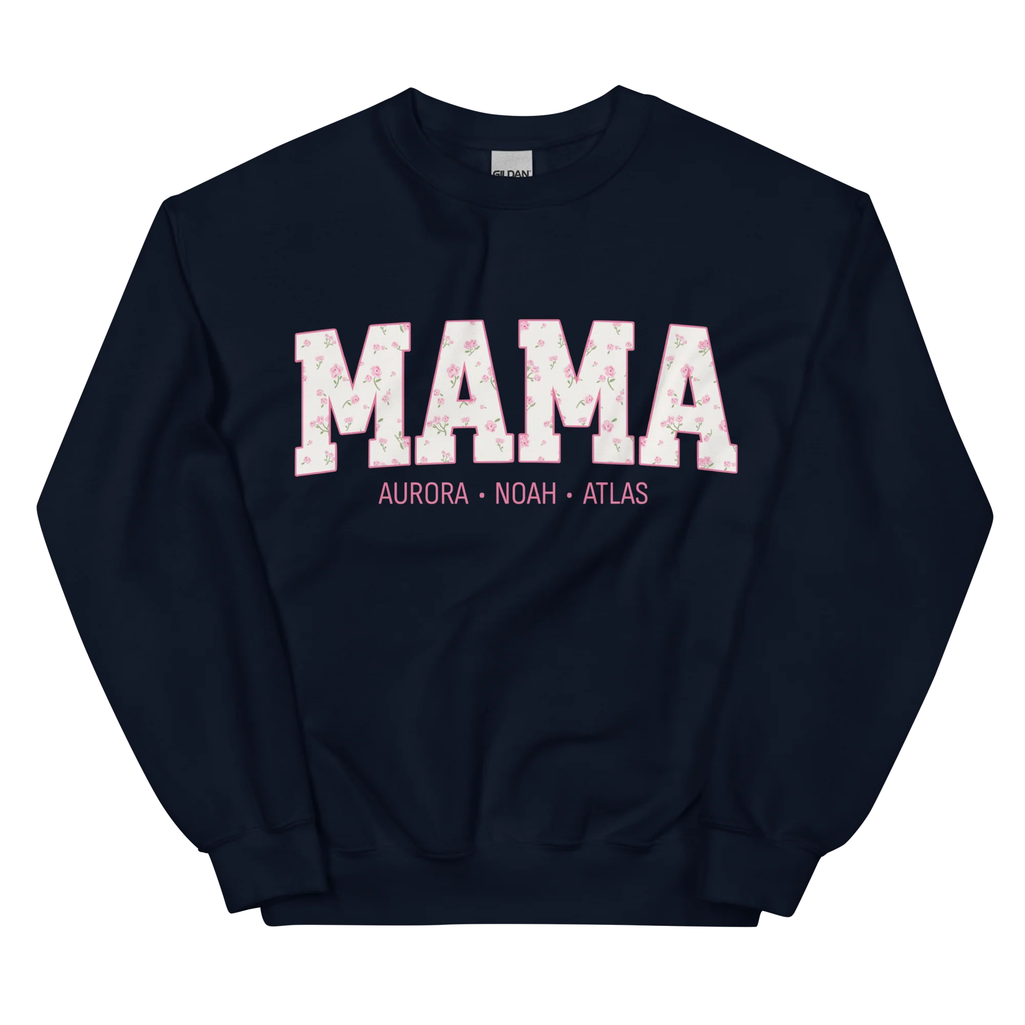 CUSTOM NAMES Mama Pink Floral Varsity Sweatshirt - Image 6