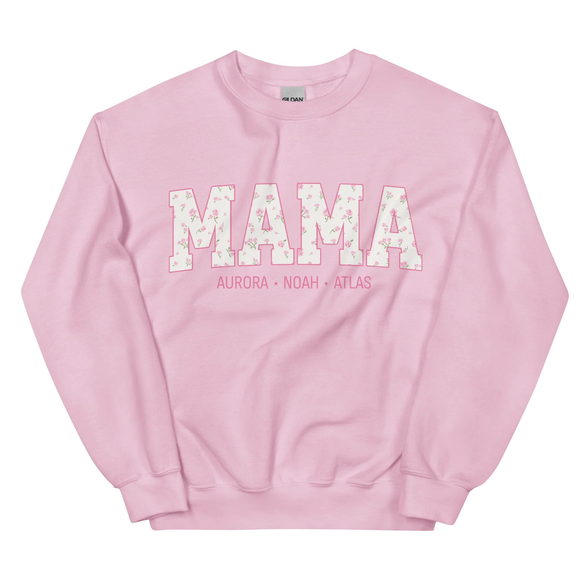 CUSTOM NAMES Mama Pink Floral Varsity Sweatshirt - Image 8