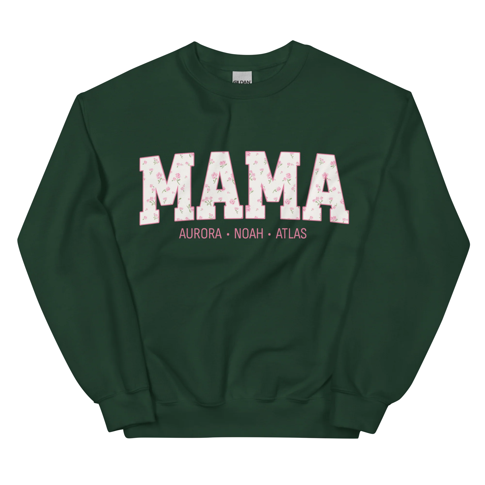CUSTOM NAMES Mama Pink Floral Varsity Sweatshirt - Image 9
