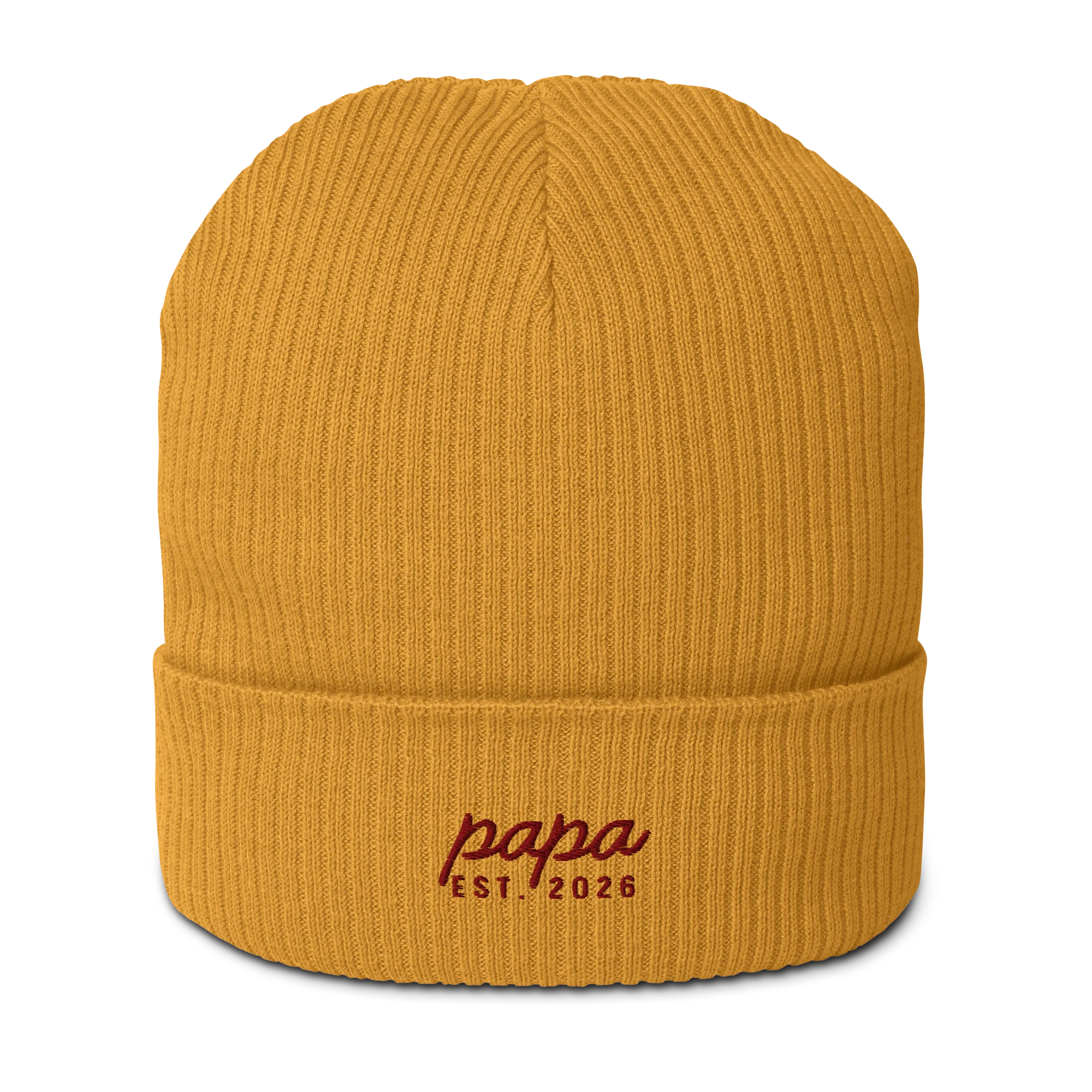CUSTOM Papa Year Embroidered Organic Ribbed Beanie - Image 3