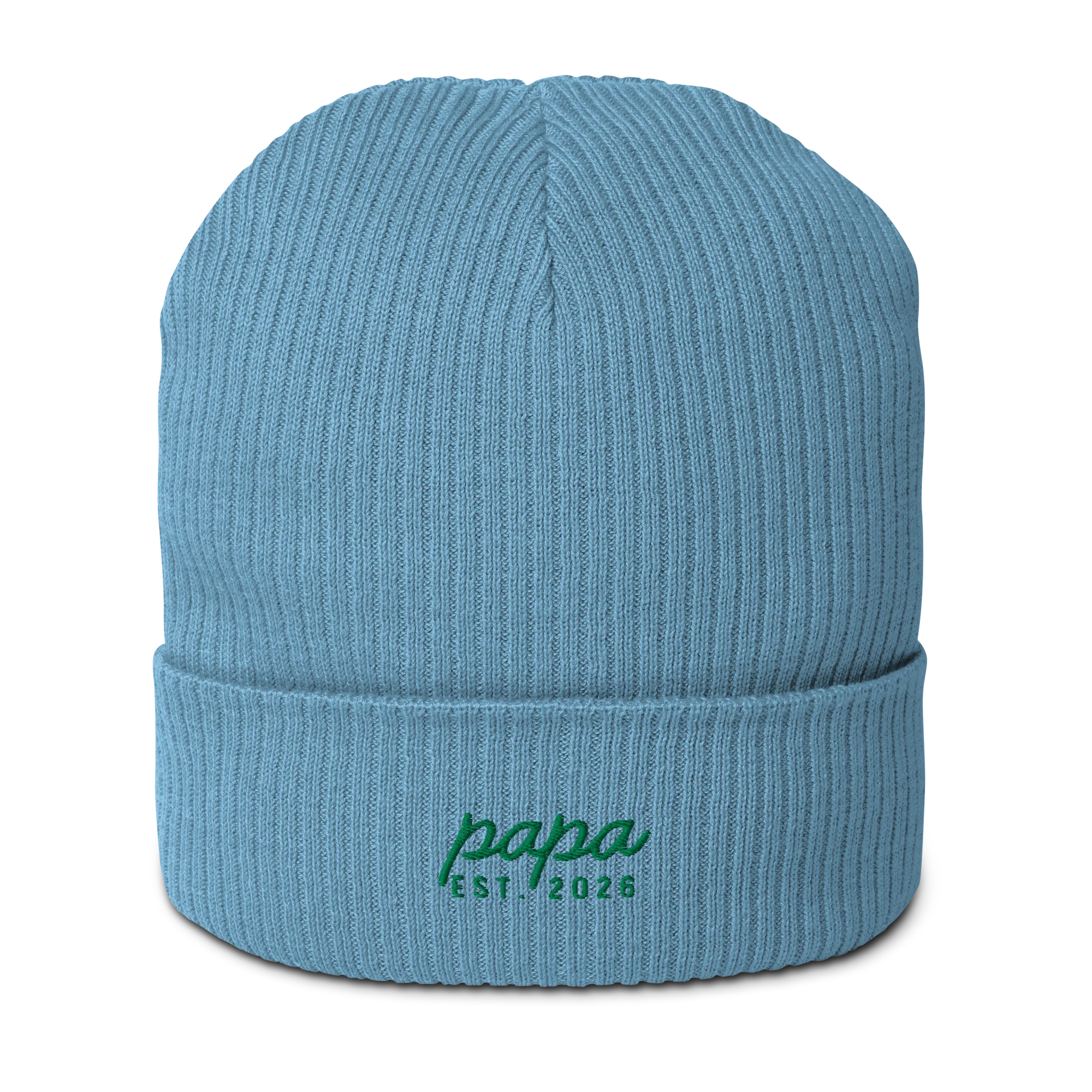 CUSTOM Papa Year Embroidered Organic Ribbed Beanie - Image 4