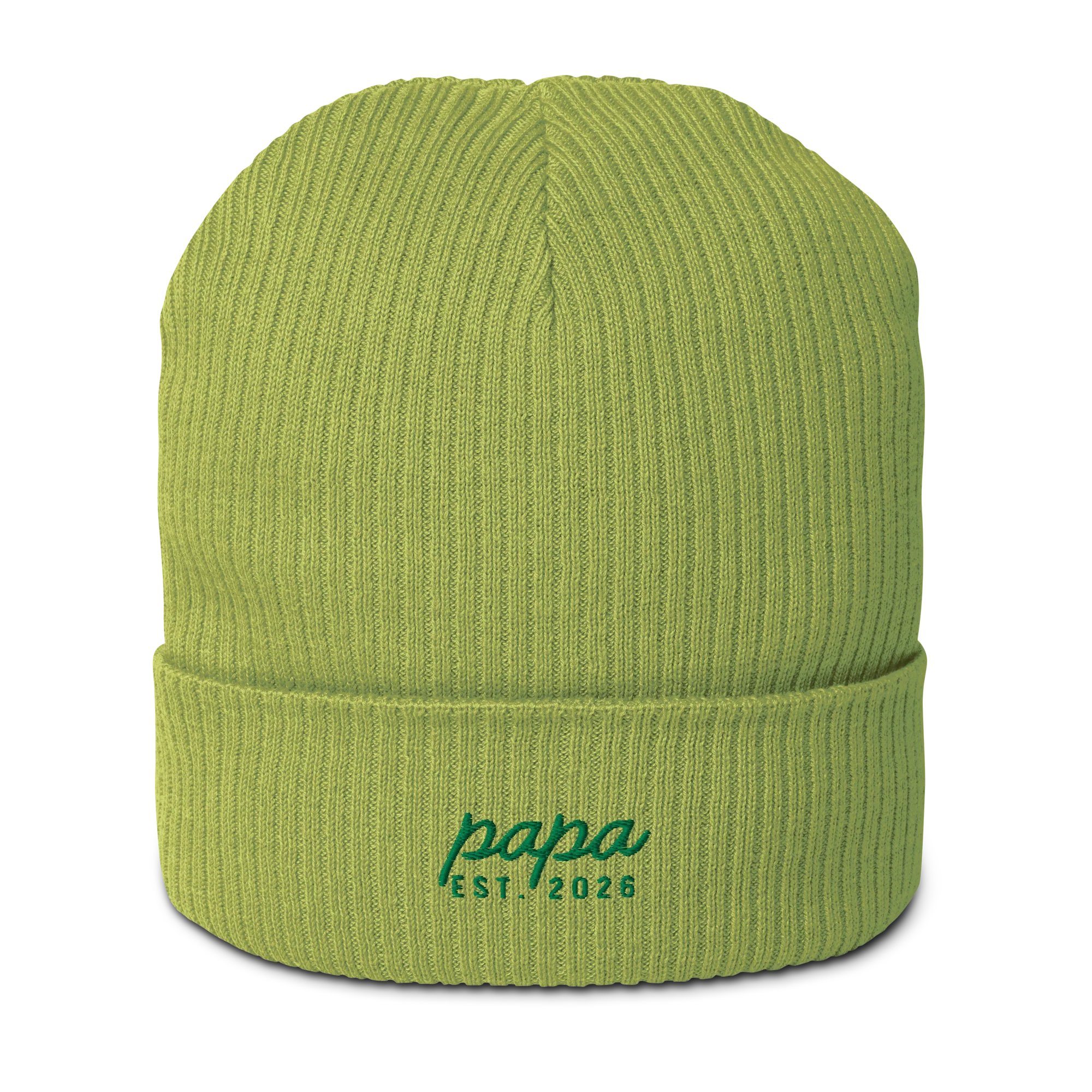CUSTOM Papa Year Embroidered Organic Ribbed Beanie - Image 5